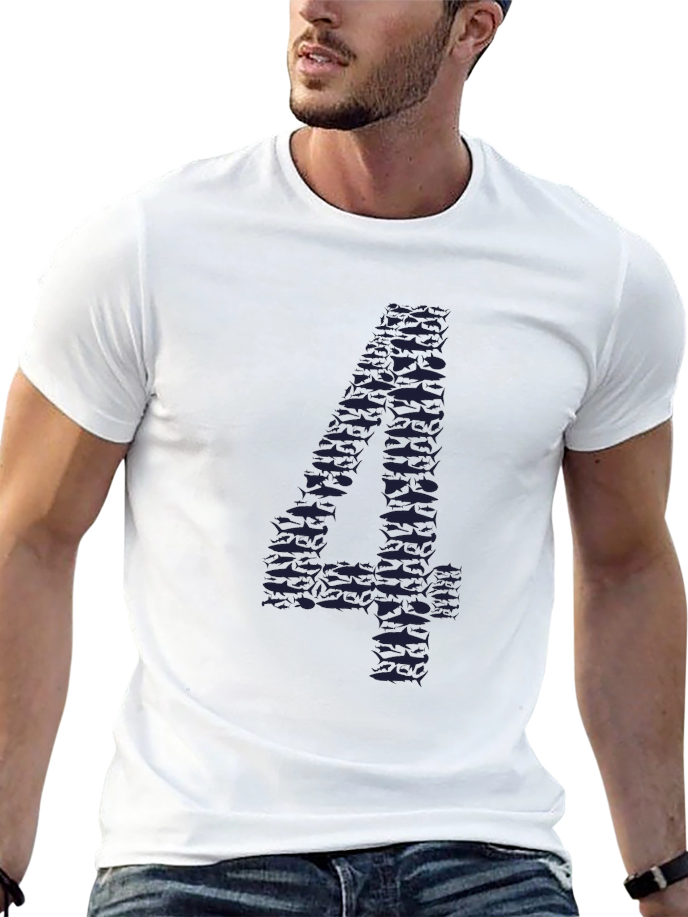 Shark Number 4 Black T-Shirt