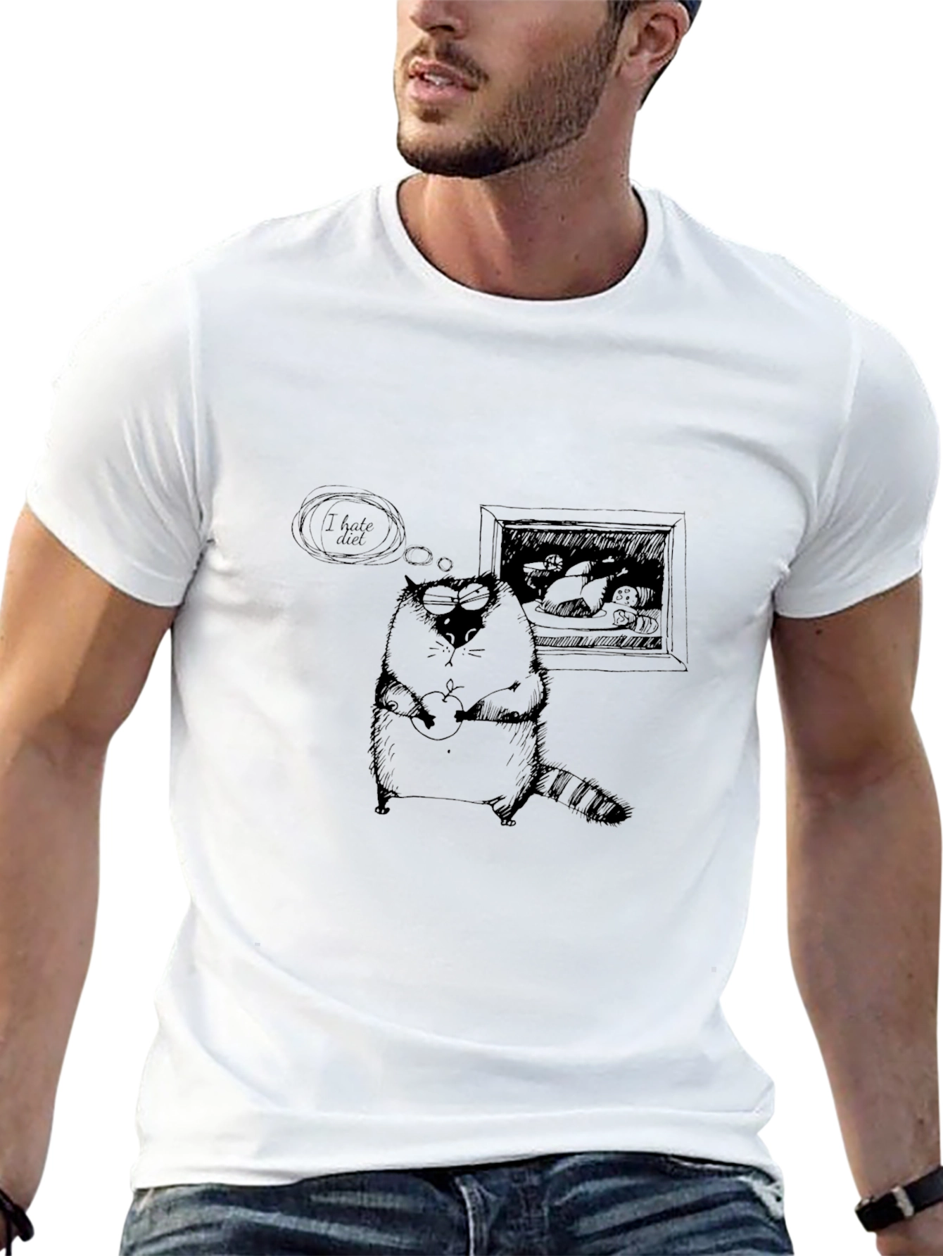 Funny I Hate Diet Raccoon T-Shirt - Black