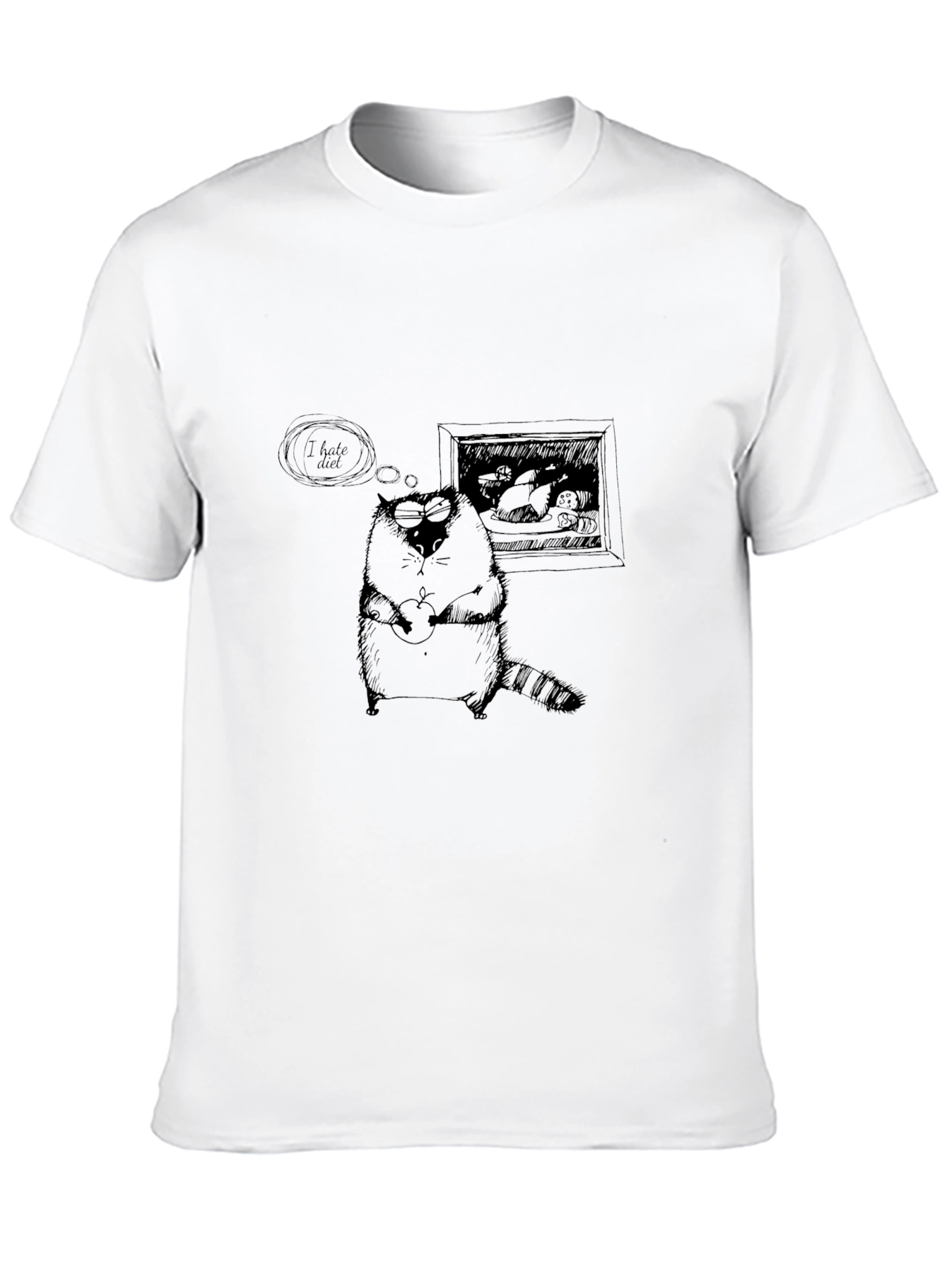 Funny I Hate Diet Raccoon T-Shirt - Black