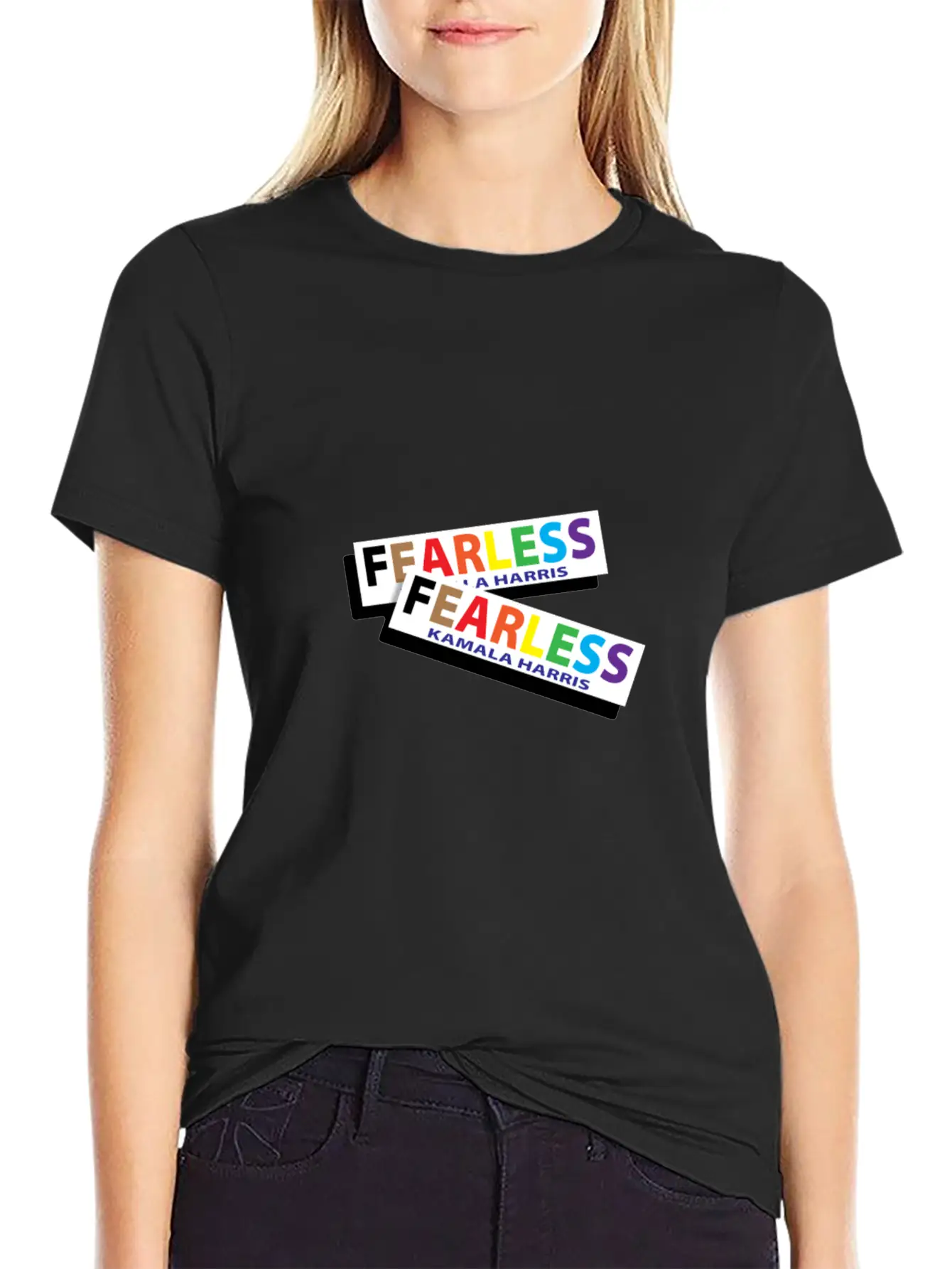 KAMALA HARRIS FEARLESS BUMPER STICKER For Christma Unisex Short Sleeve Soft Cotton T-Shirt – Casual Everyday Wear