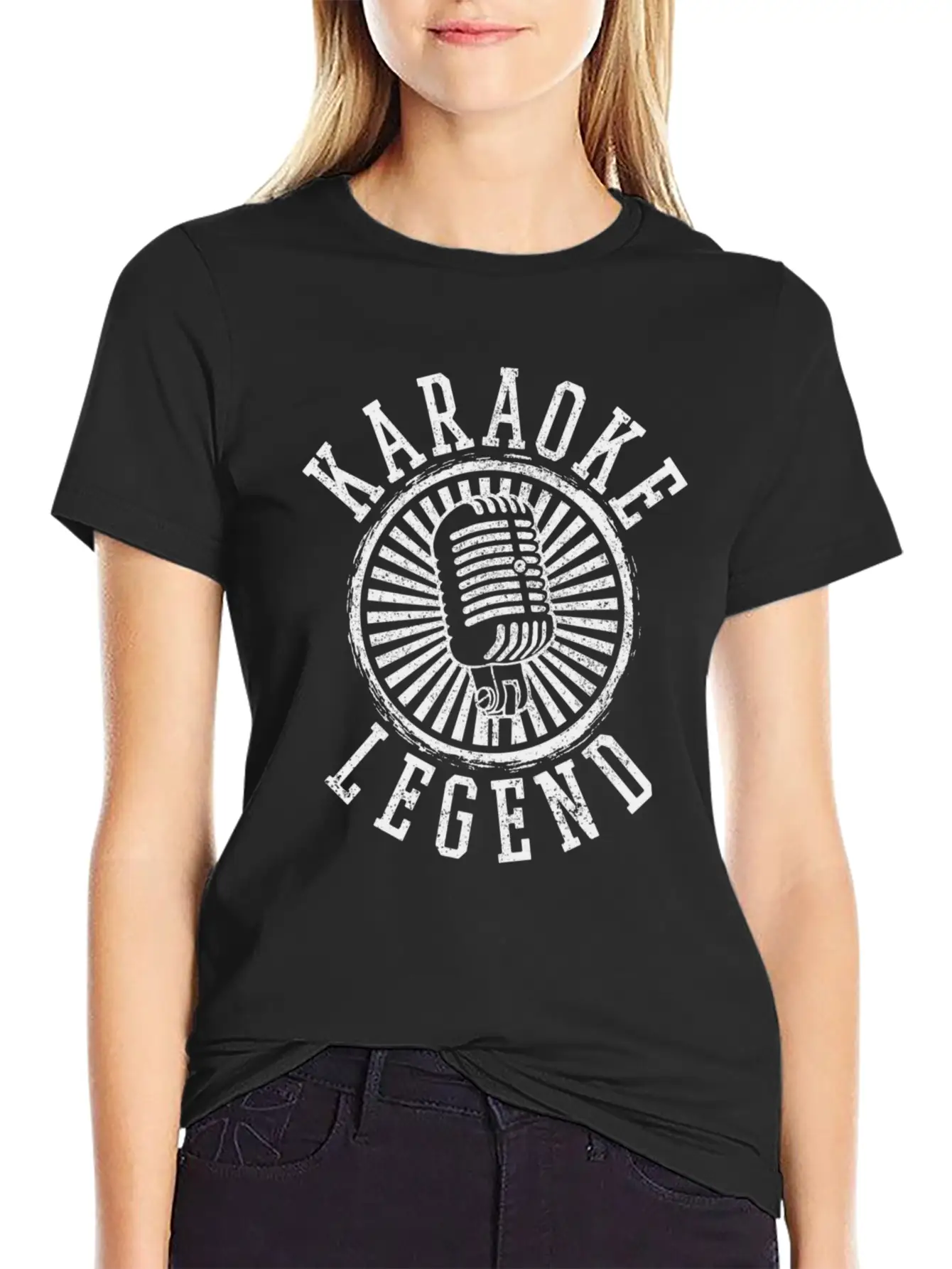 Karaoke Legendsinging Microphone Party Singer Birt Unisex Short Sleeve Soft Cotton T-Shirt – Casual Everyday Wear