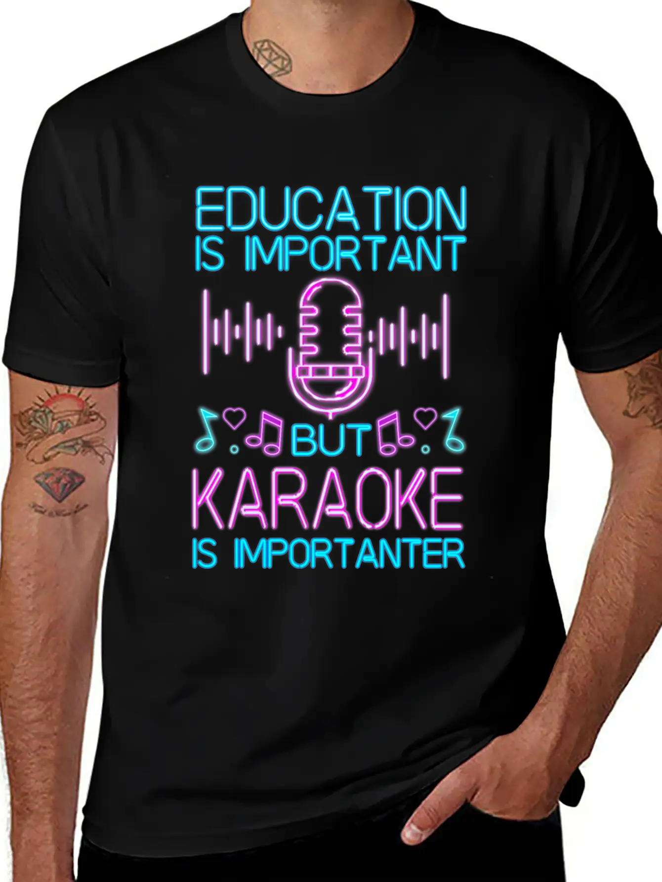 Karaoke Singer 80s Retro Education Stylish Everyday T-Shirt – Unisex Basic Cotton Tee