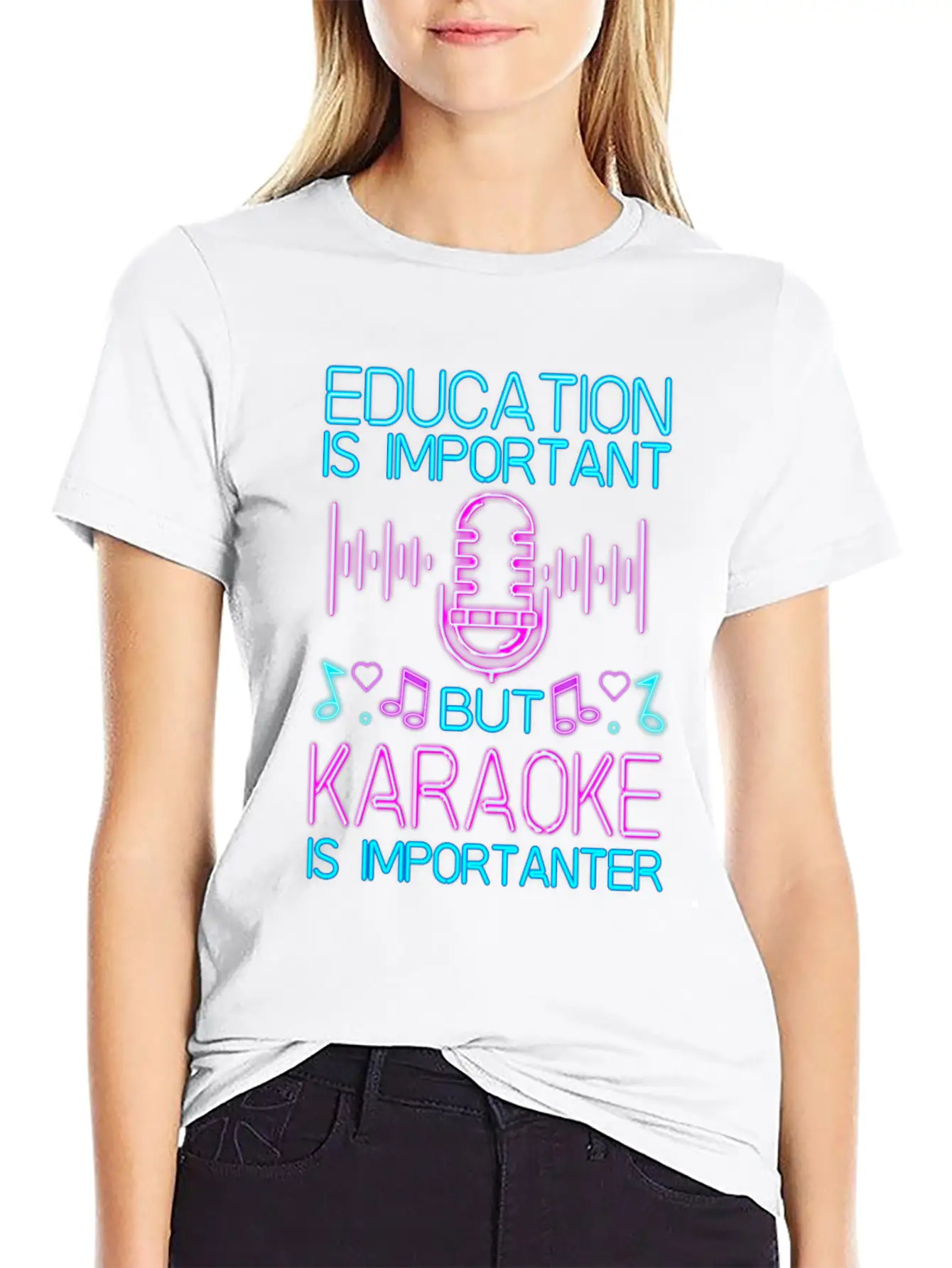 Karaoke Singer 80s Retro Education Stylish Everyday T-Shirt – Unisex Basic Cotton Tee