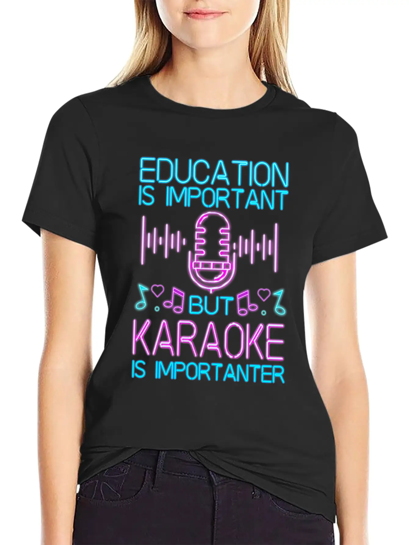 Karaoke Singer 80s Retro Education Stylish Everyday T-Shirt – Unisex Basic Cotton Tee