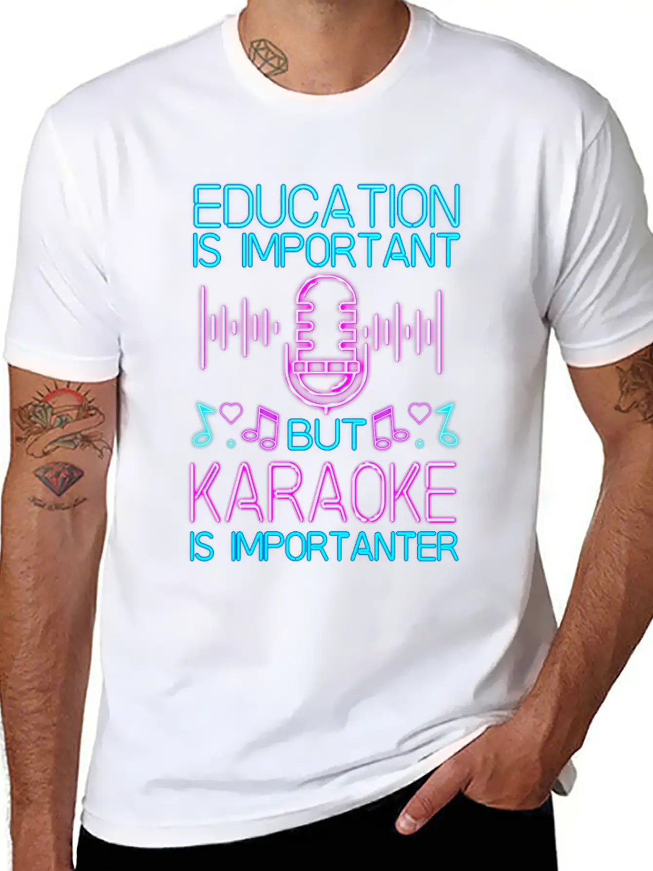 Karaoke Singer 80s Retro Education Stylish Everyday T-Shirt – Unisex Basic Cotton Tee