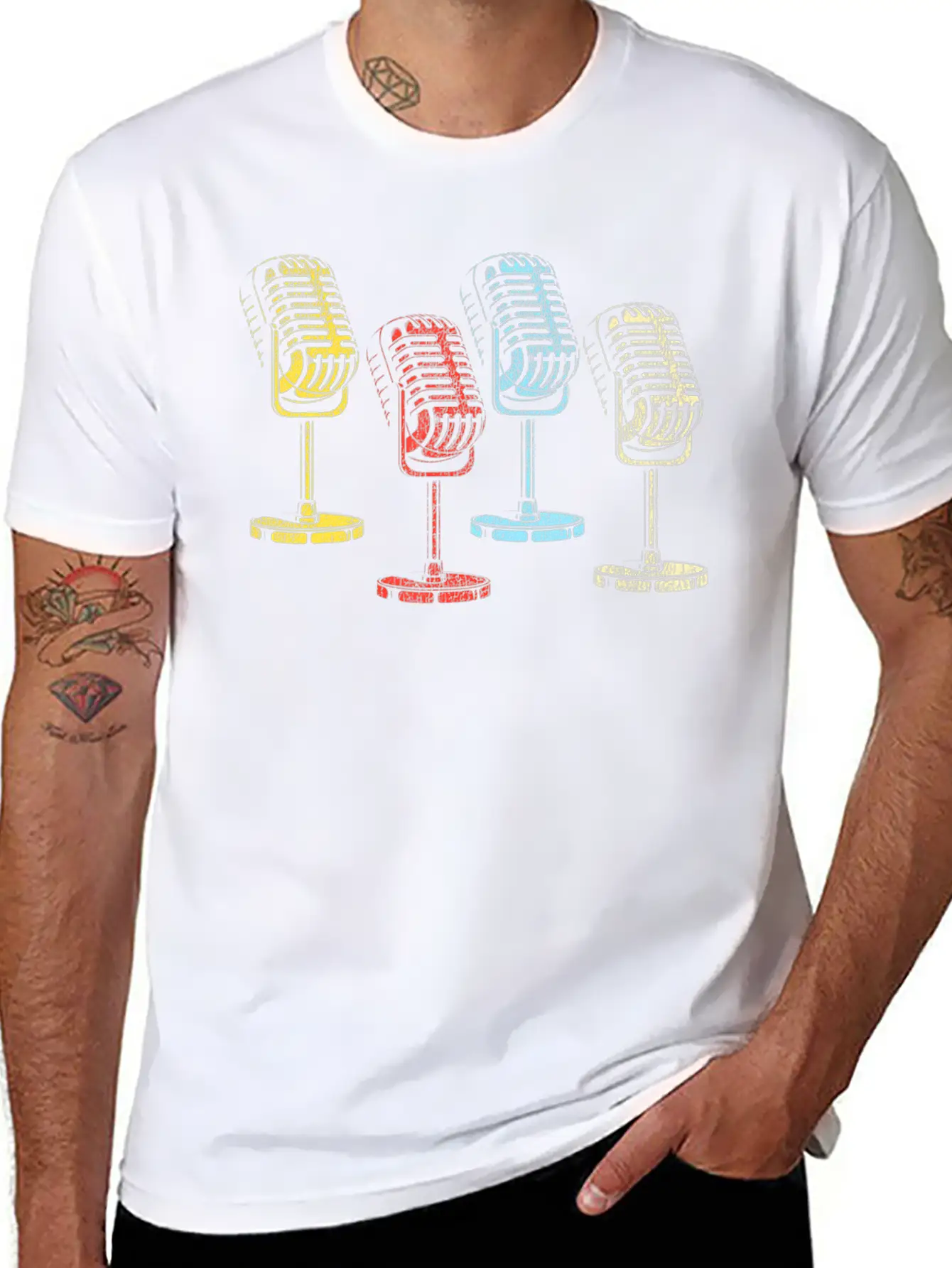 Karaoke Singer Microphone Vocalist Stand Up Unisex Short Sleeve Soft Cotton T-Shirt – Casual Everyday Wear