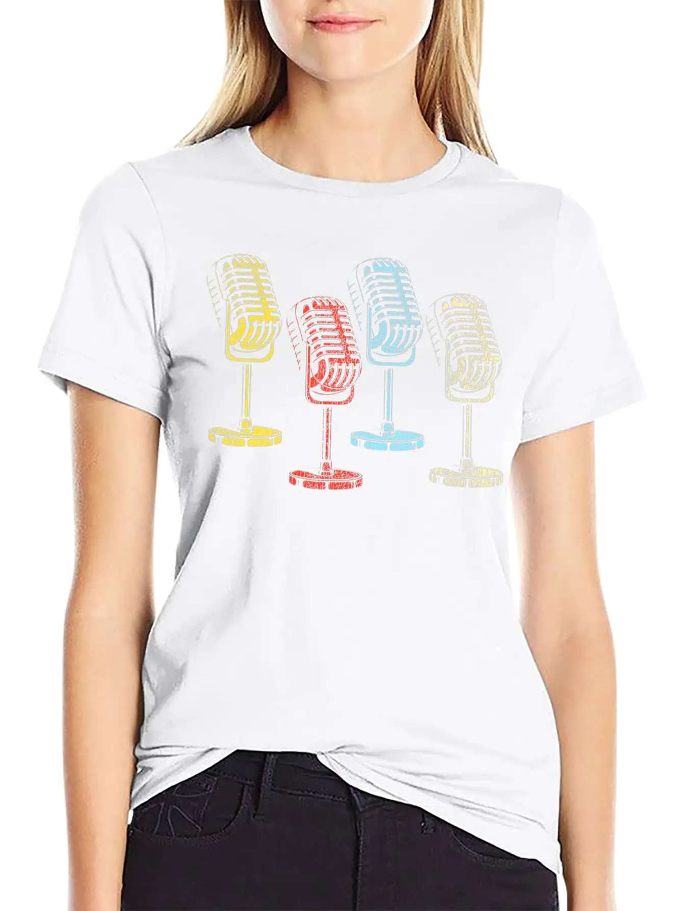 Karaoke Singer Microphone Vocalist Stand Up Unisex Short Sleeve Soft Cotton T-Shirt – Casual Everyday Wear