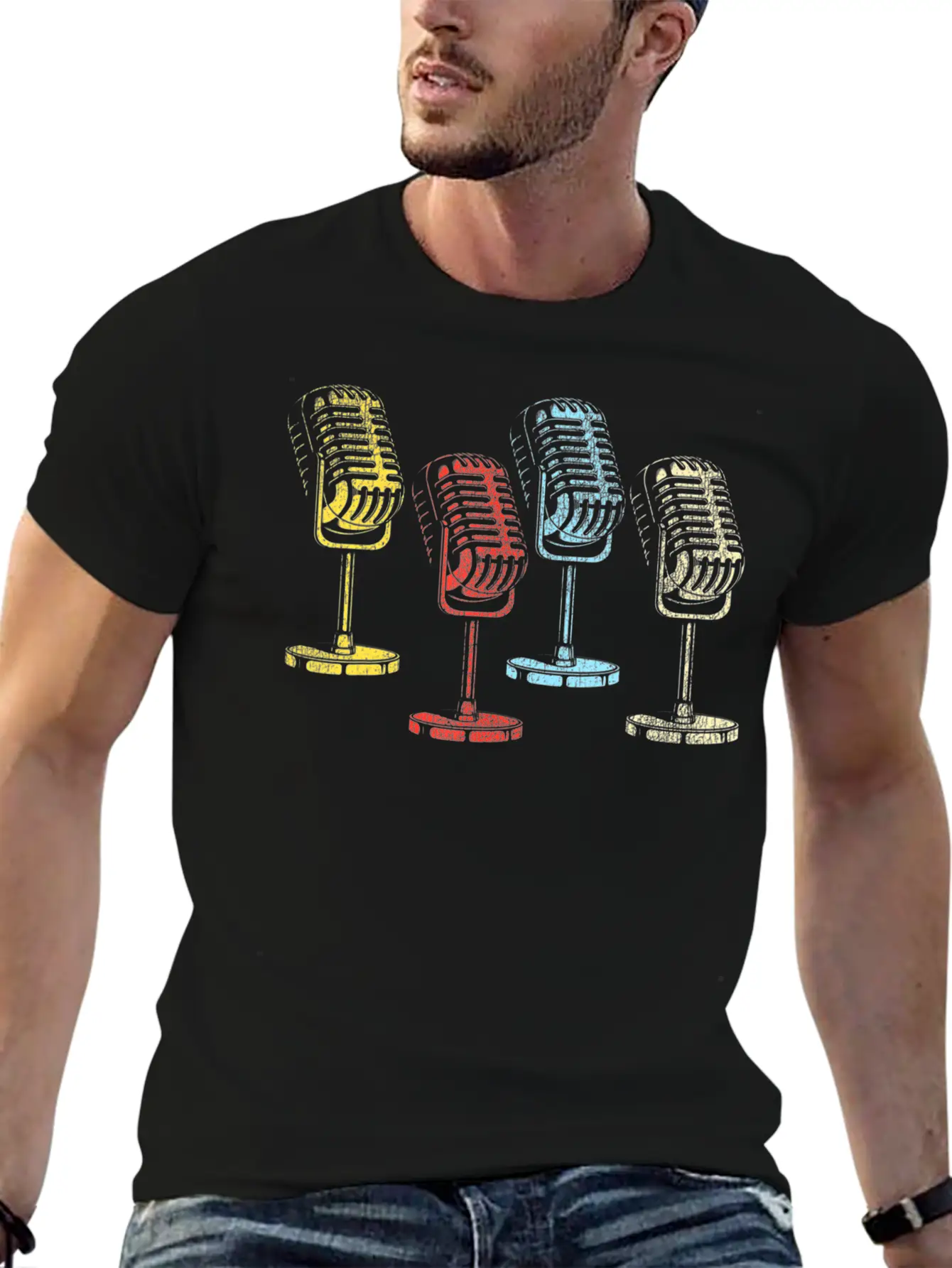 Karaoke Singer Microphone Vocalist Stand Up Unisex Short Sleeve Soft Cotton T-Shirt – Casual Everyday Wear
