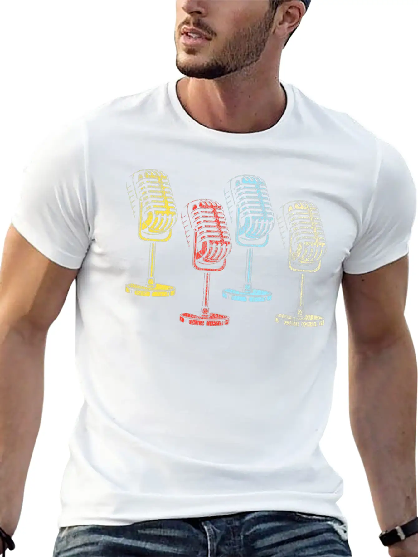 Karaoke Singer Microphone Vocalist Stand Up Unisex Short Sleeve Soft Cotton T-Shirt – Casual Everyday Wear