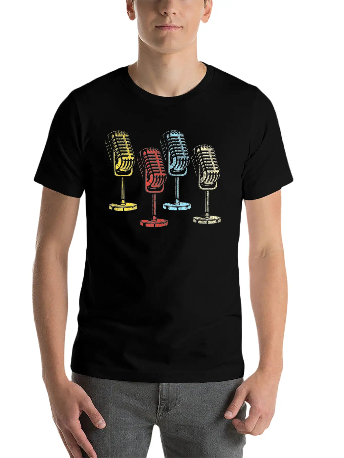 Karaoke Singer Microphone Vocalist Stand Up Unisex Short Sleeve Soft Cotton T-Shirt – Casual Everyday Wear
