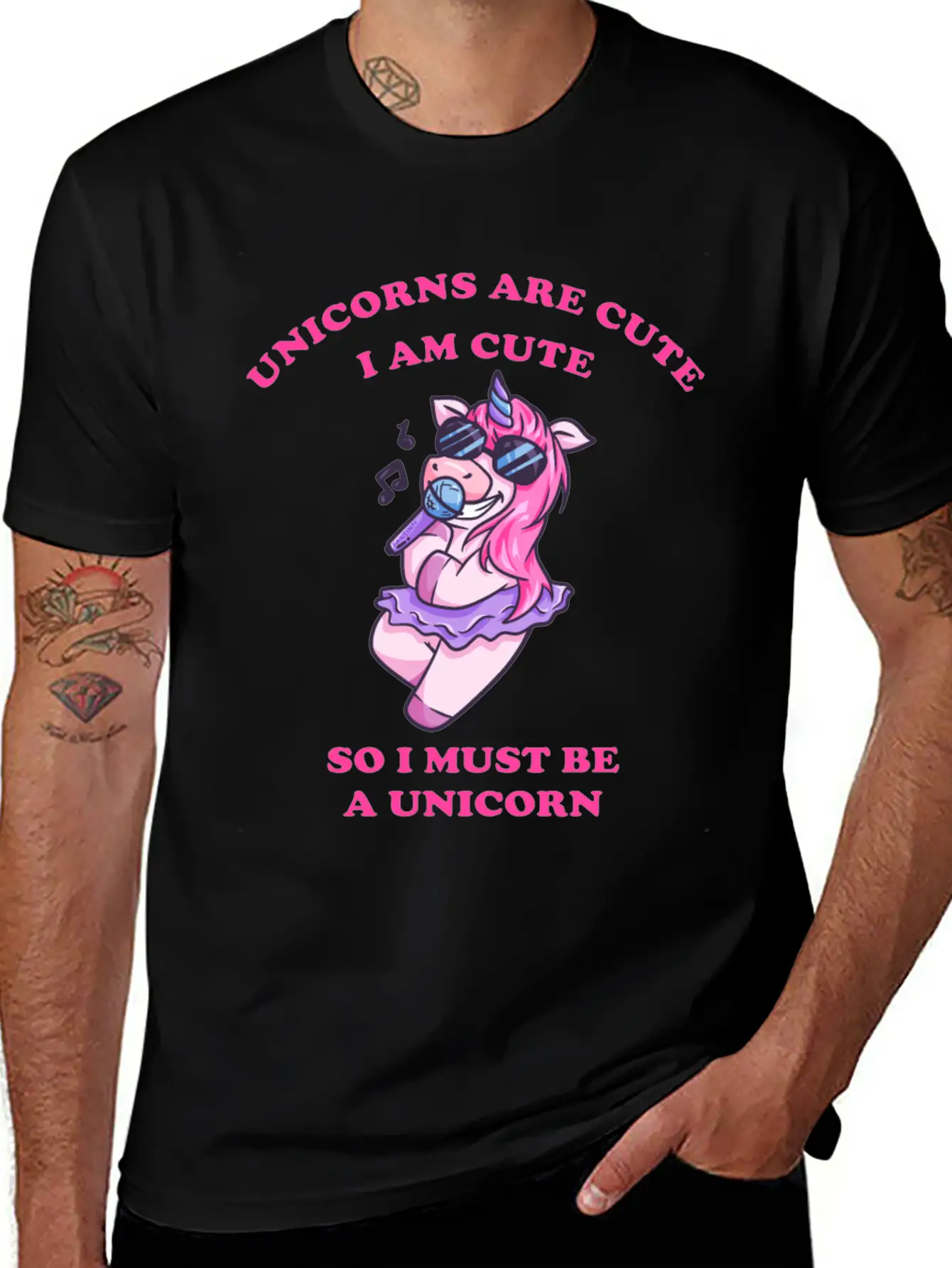 Karaoke Unicorn Sings With The Microphone Essential Unisex Summer Tee – Soft Cotton Casual Fit