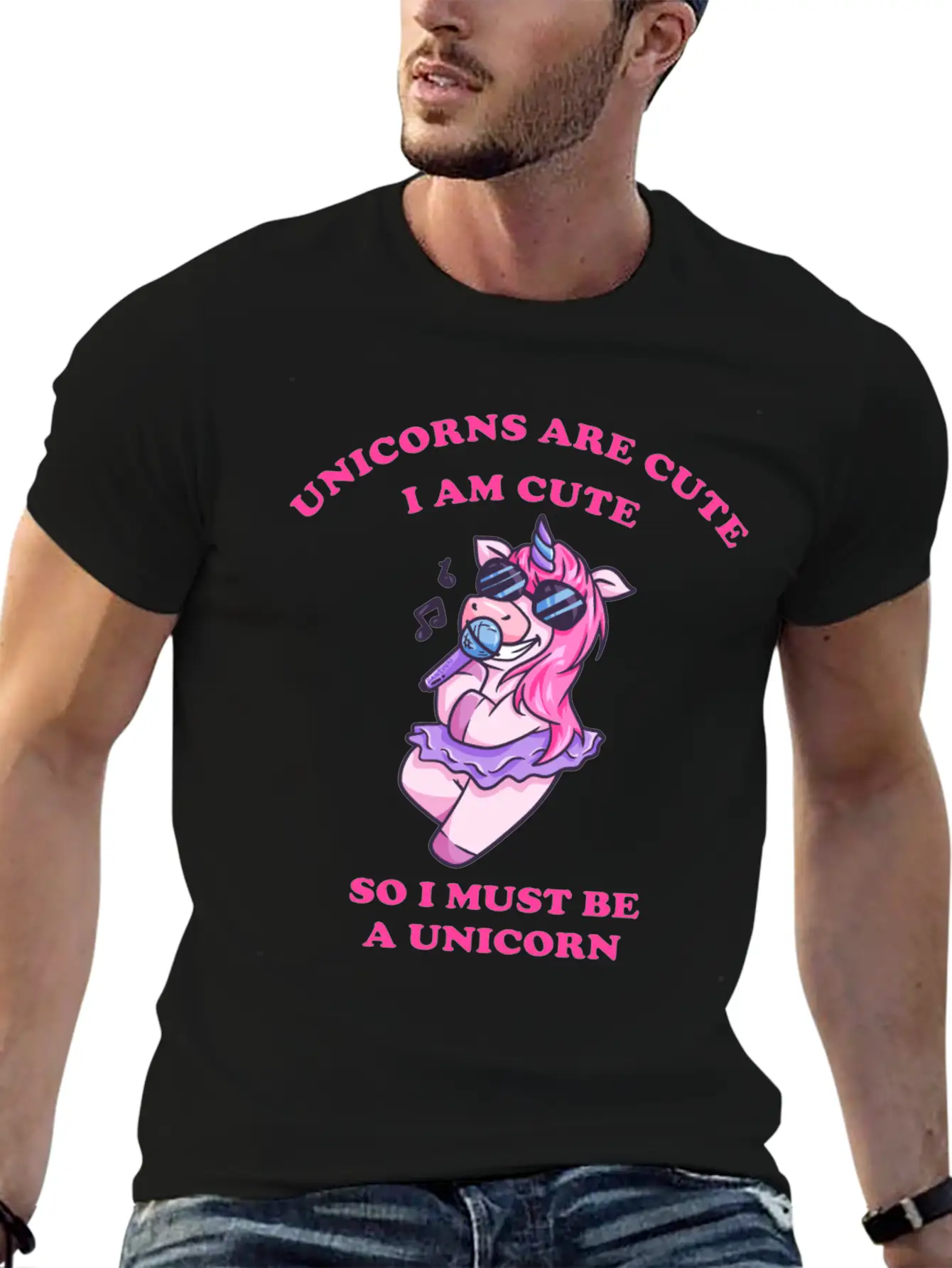 Karaoke Unicorn Sings With The Microphone Essential Unisex Summer Tee – Soft Cotton Casual Fit