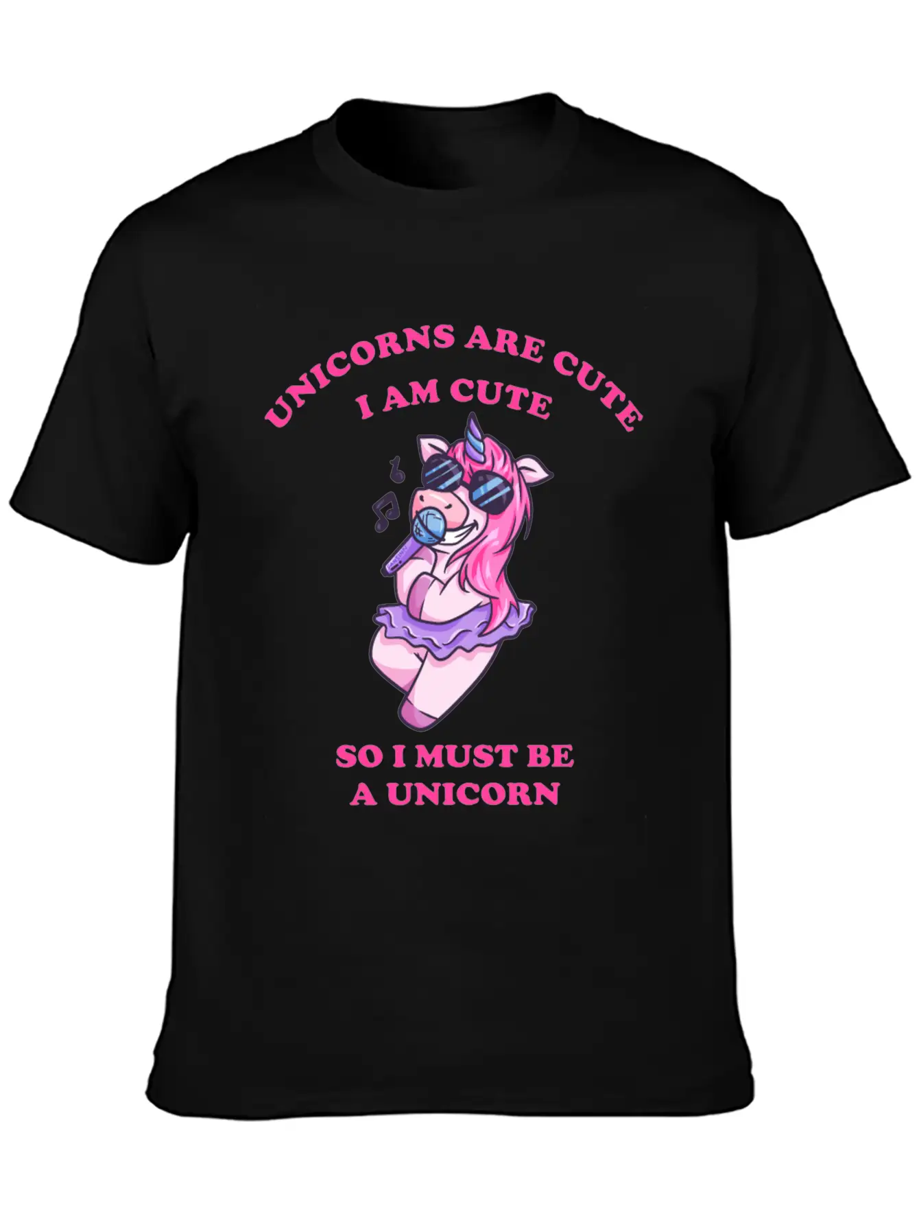 Karaoke Unicorn Sings With The Microphone Essential Unisex Summer Tee – Soft Cotton Casual Fit