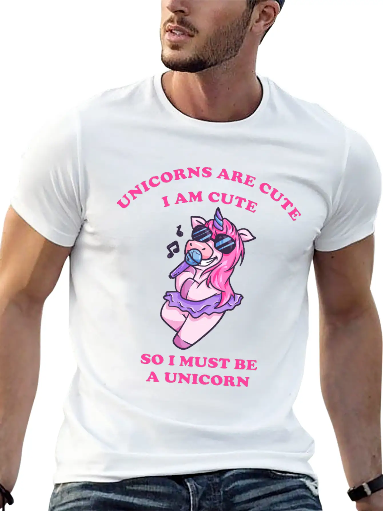 Karaoke Unicorn Sings With The Microphone Essential Unisex Summer Tee – Soft Cotton Casual Fit