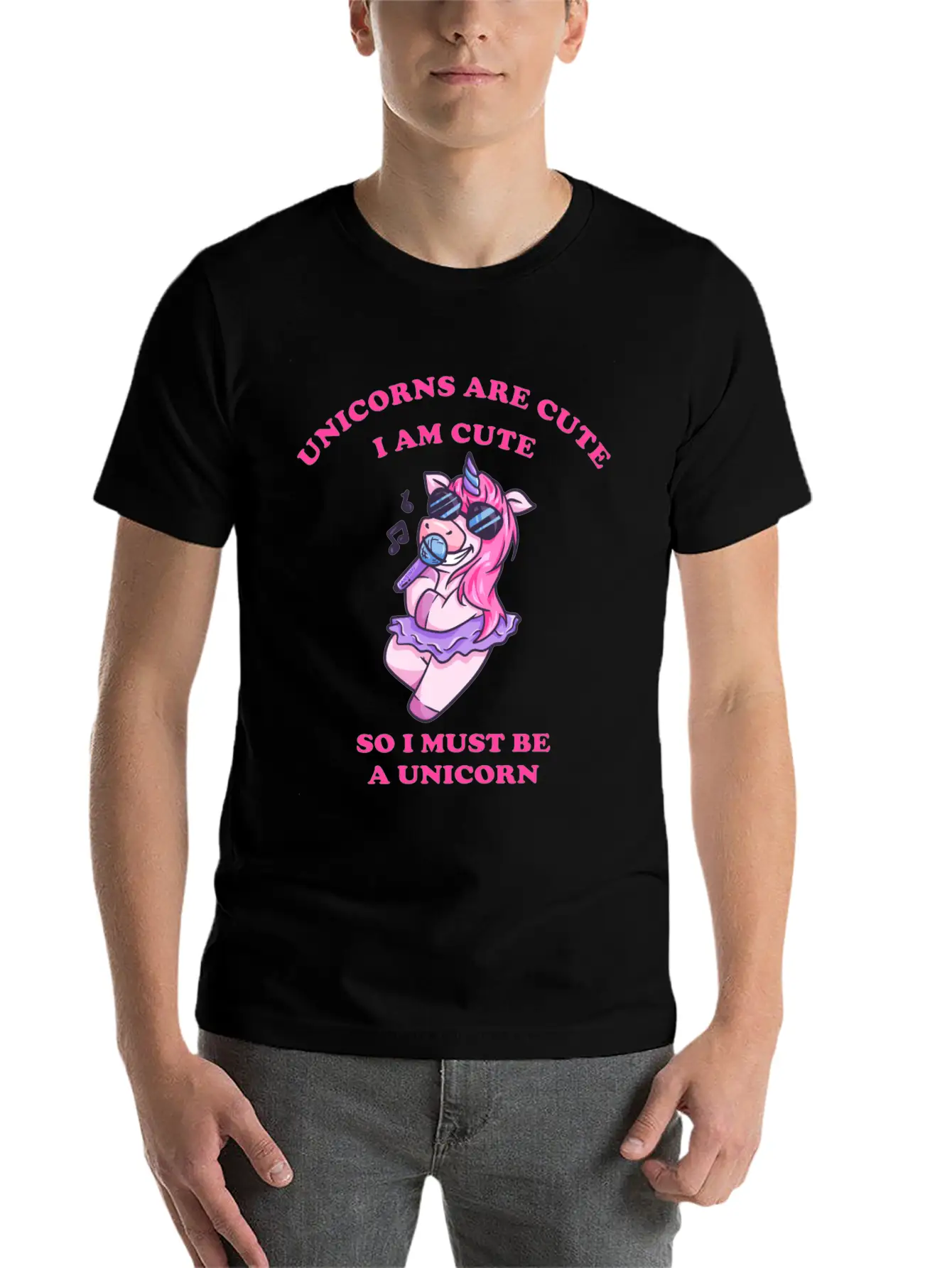 Karaoke Unicorn Sings With The Microphone Essential Unisex Summer Tee – Soft Cotton Casual Fit