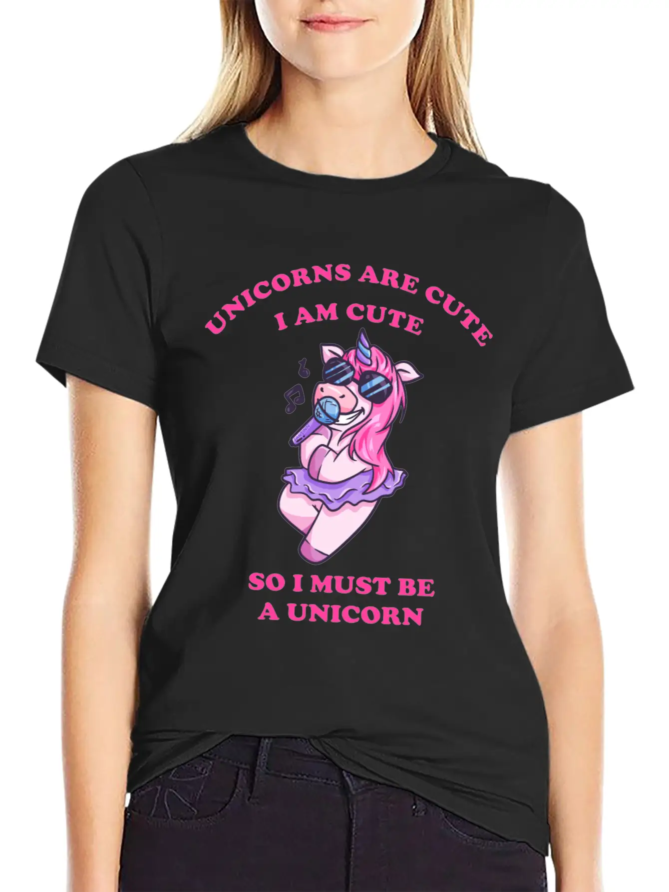 Karaoke Unicorn Sings With The Microphone Essential Unisex Summer Tee – Soft Cotton Casual Fit