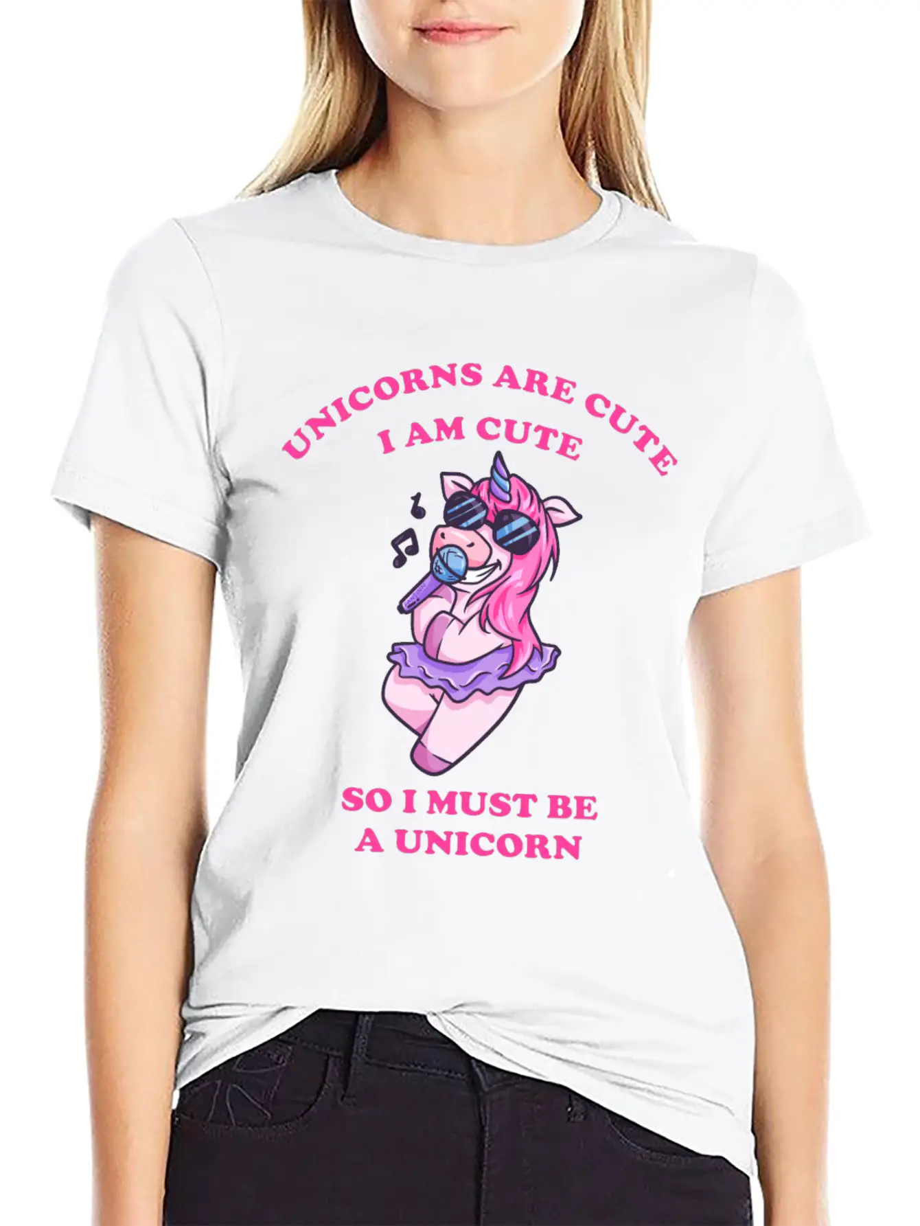 Karaoke Unicorn Sings With The Microphone Essential Unisex Summer Tee – Soft Cotton Casual Fit