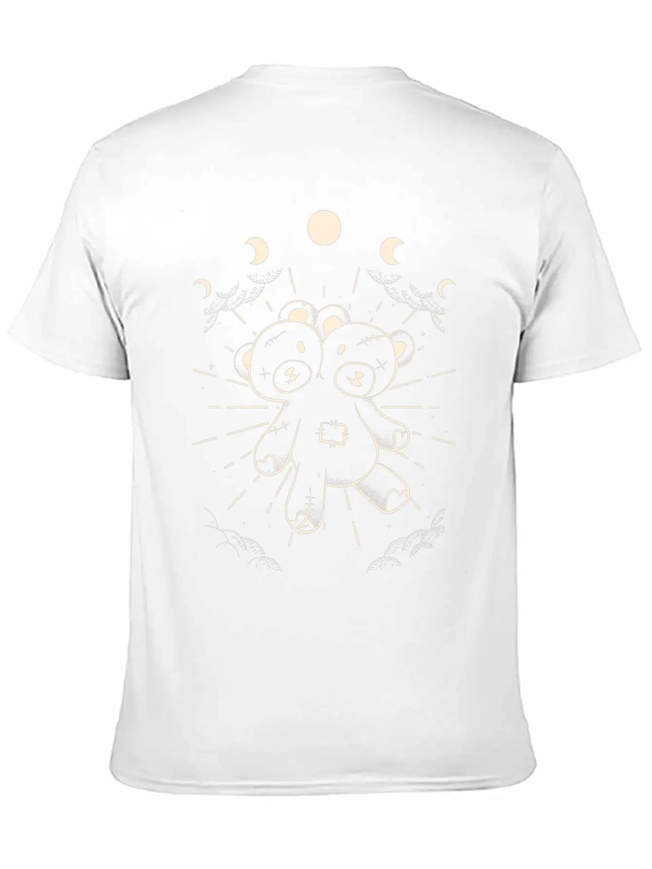 Kawaii Bear Moon Phases Gothic Two Headed Bear Unisex Short Sleeve Soft Cotton T-Shirt – Casual Everyday Wear