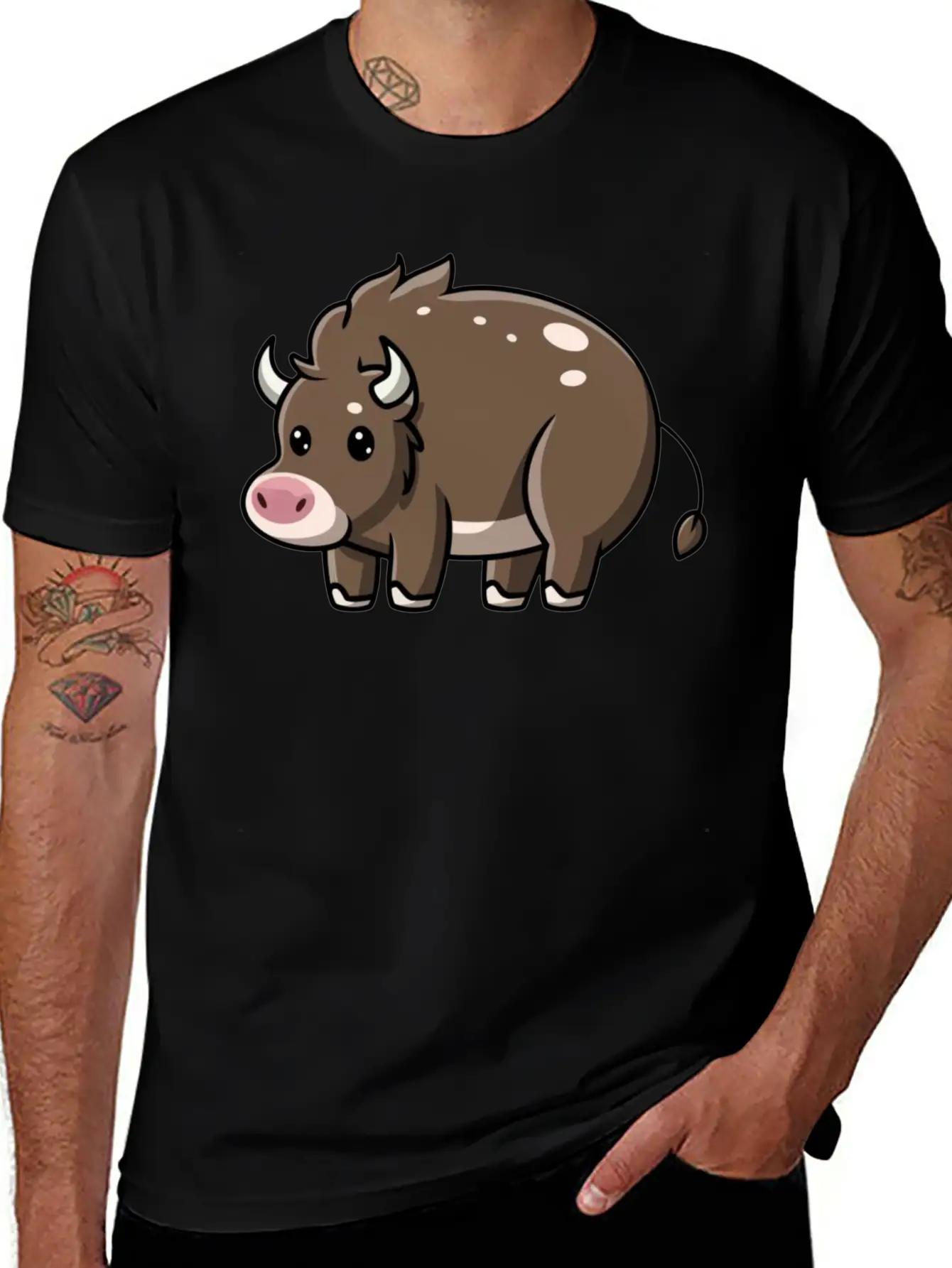 Kawaii Bison Baby Comfortable Minimalist Graphic Tee – Summer Style Essential
