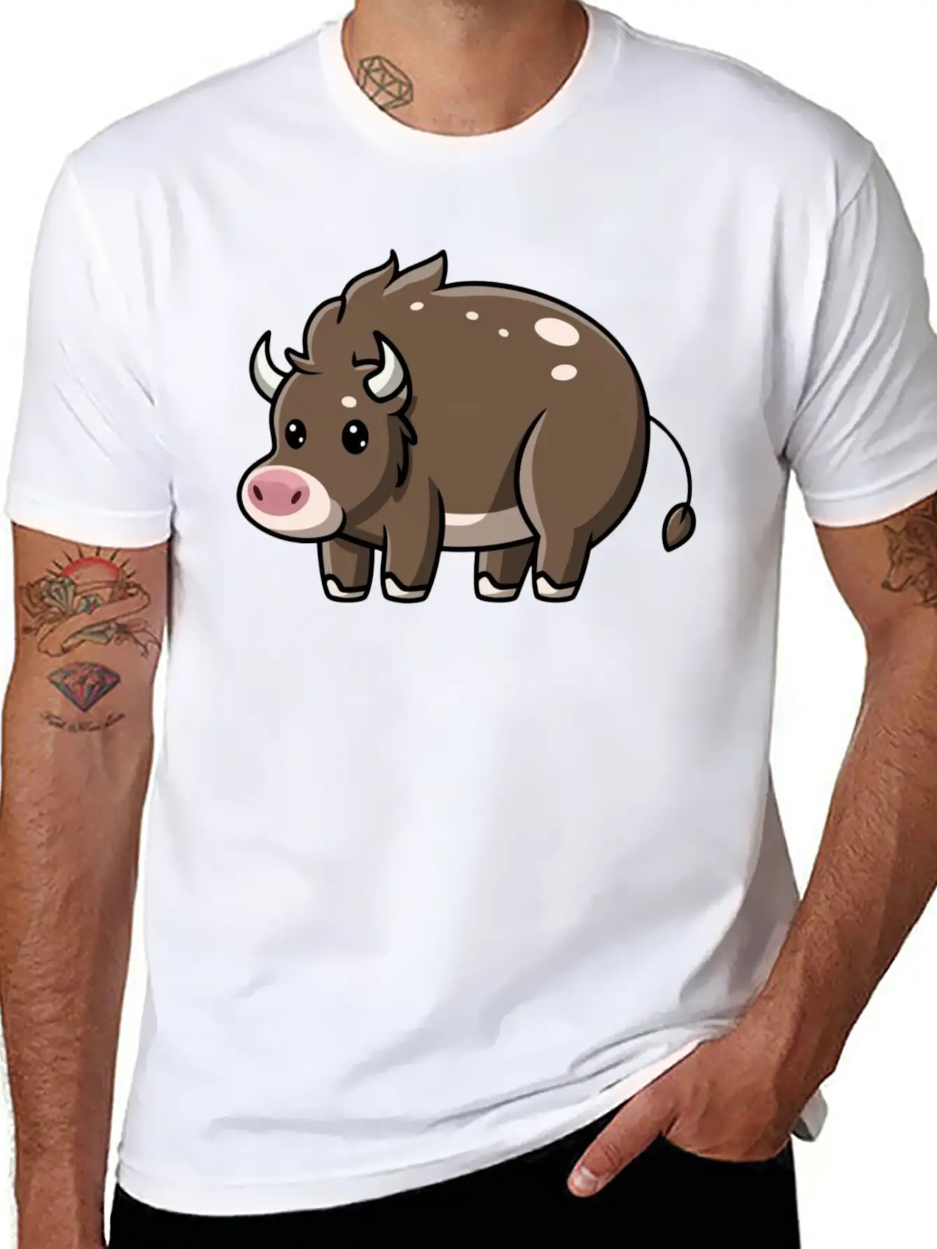 Kawaii Bison Baby Comfortable Minimalist Graphic Tee – Summer Style Essential