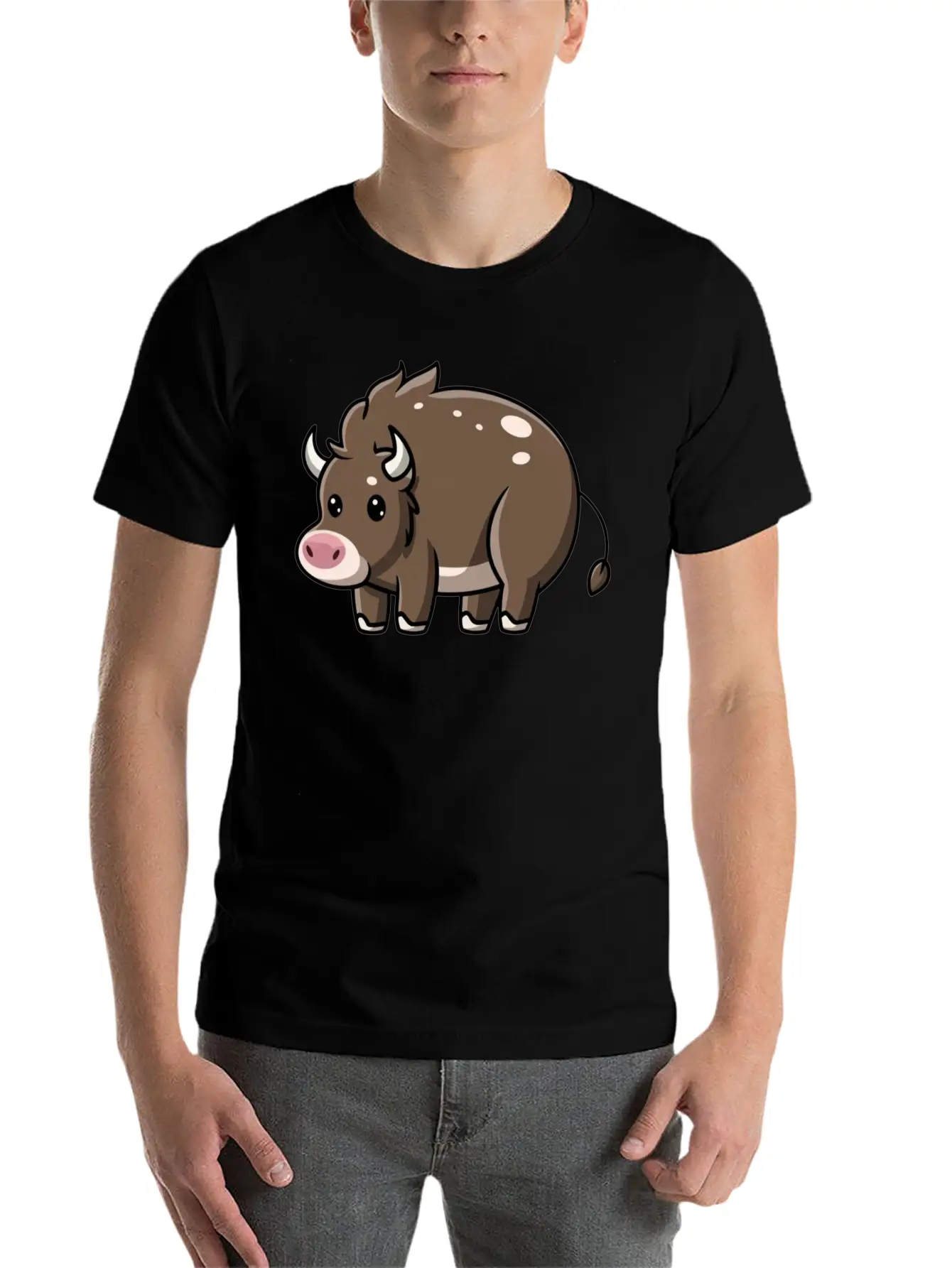 Kawaii Bison Baby Comfortable Minimalist Graphic Tee – Summer Style Essential