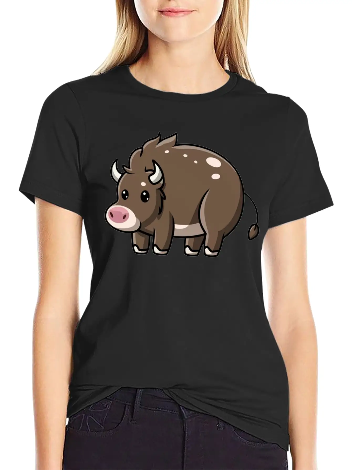 Kawaii Bison Baby Comfortable Minimalist Graphic Tee – Summer Style Essential
