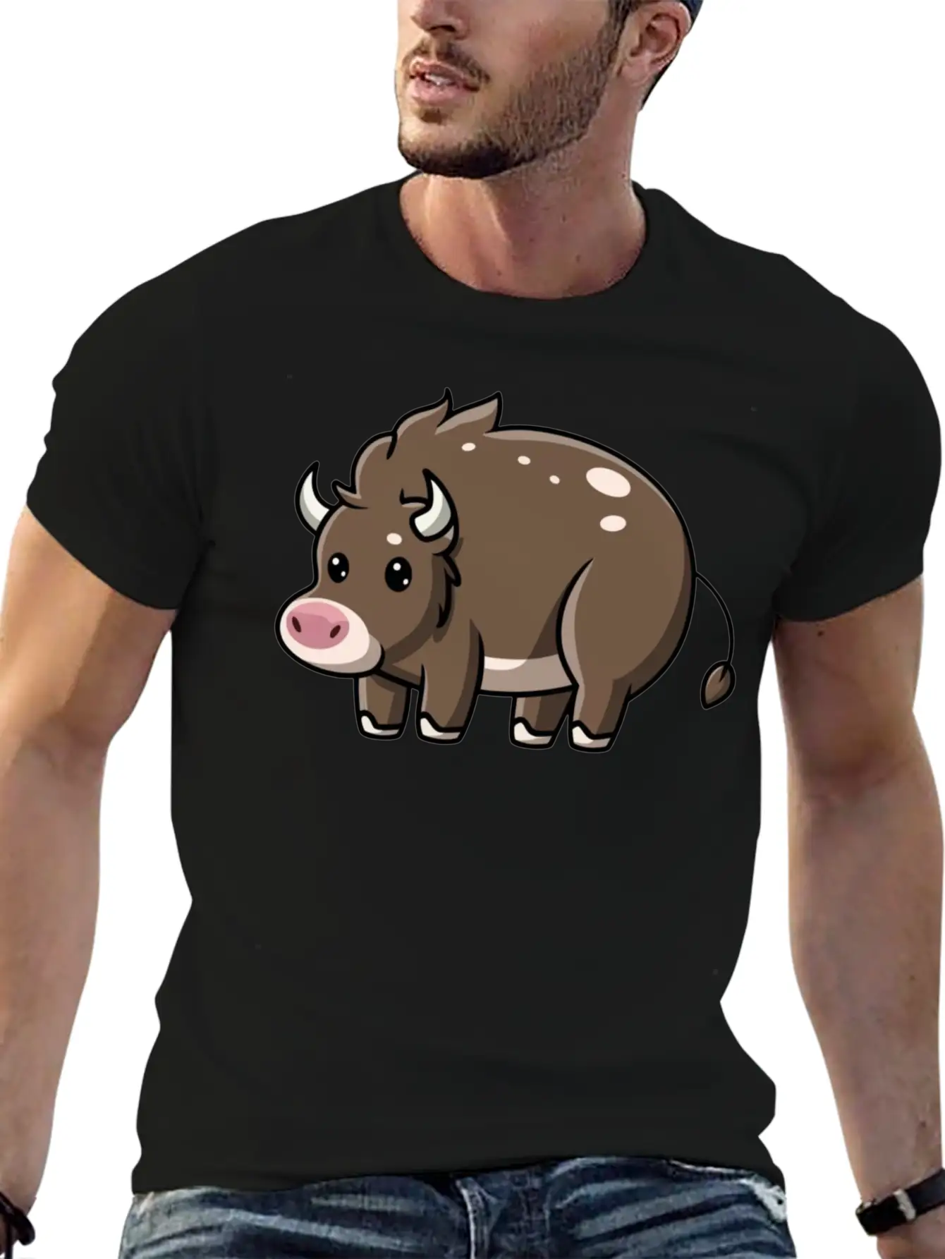 Kawaii Bison Baby Comfortable Minimalist Graphic Tee – Summer Style Essential