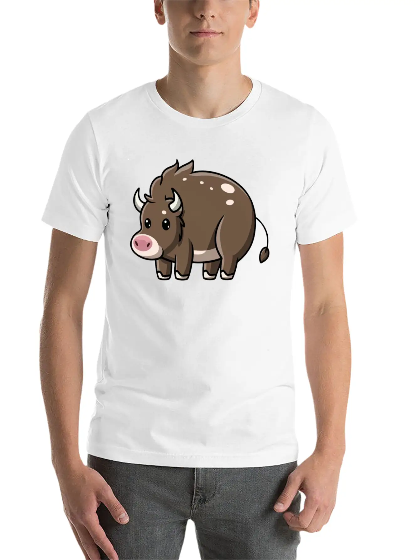 Kawaii Bison Baby Comfortable Minimalist Graphic Tee – Summer Style Essential