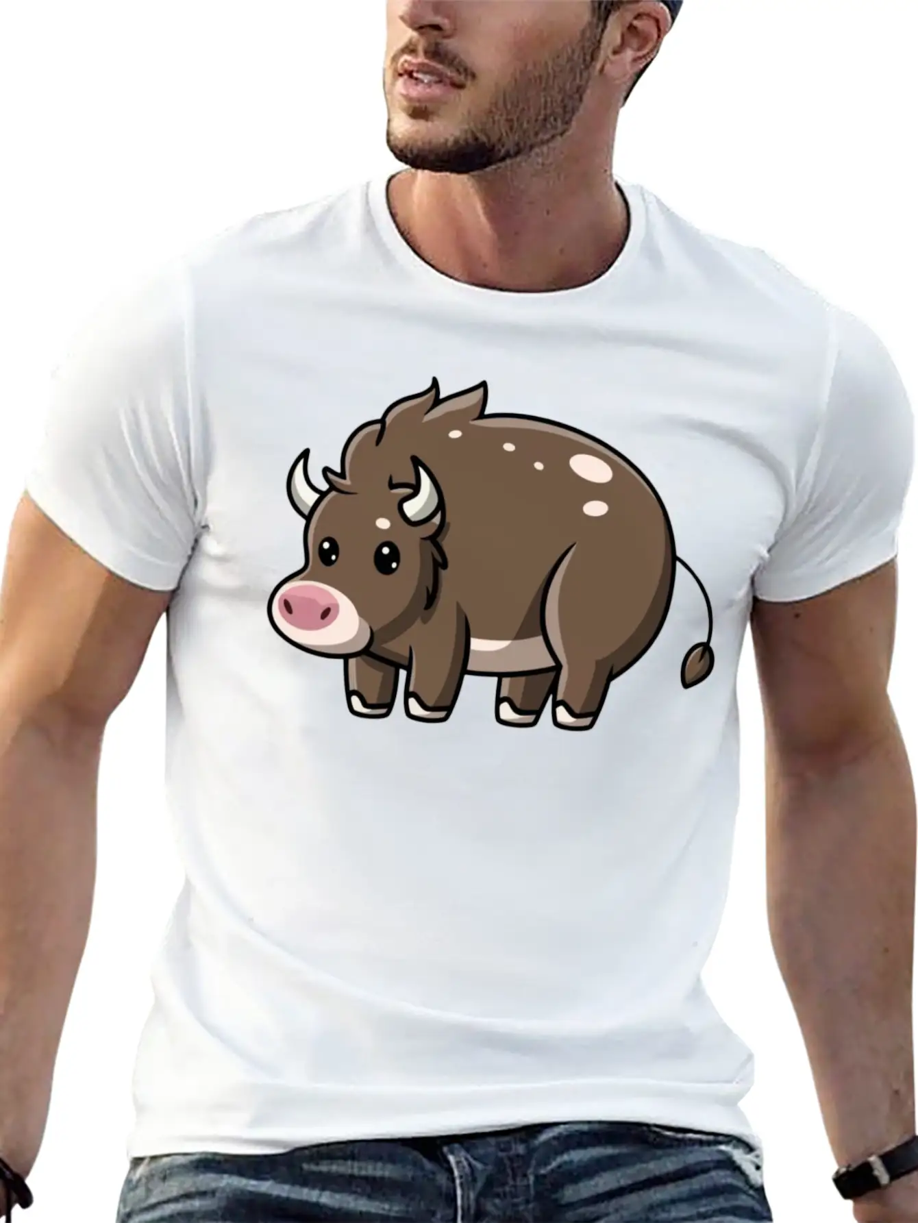 Kawaii Bison Baby Comfortable Minimalist Graphic Tee – Summer Style Essential