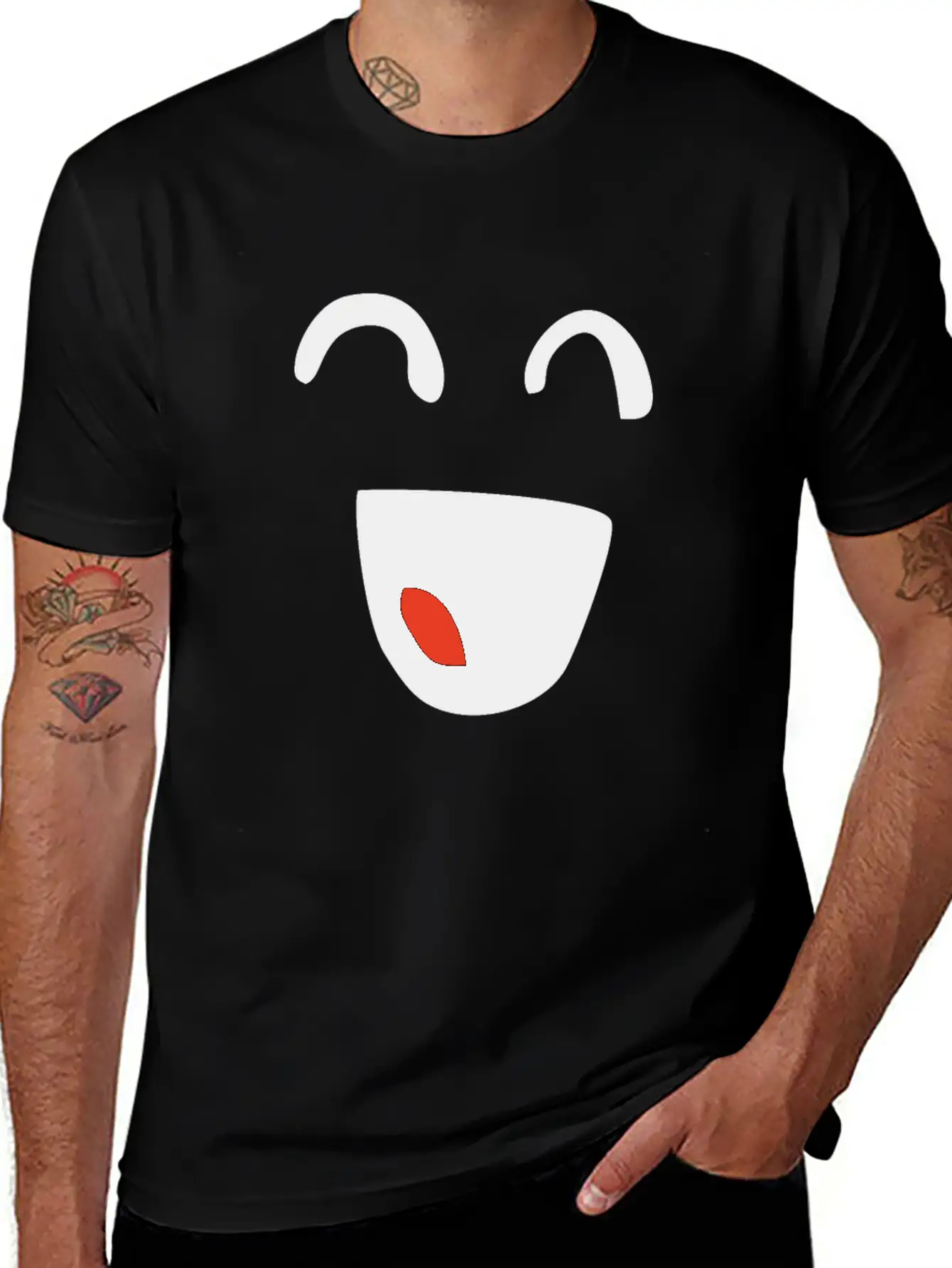 Kawaii Closed Eyes Smile Essential Unisex Summer Tee – Soft Cotton Casual Fit