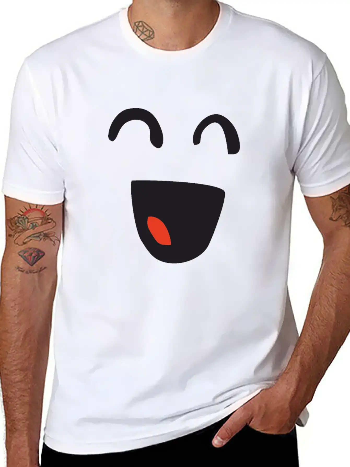 Kawaii Closed Eyes Smile Essential Unisex Summer Tee – Soft Cotton Casual Fit