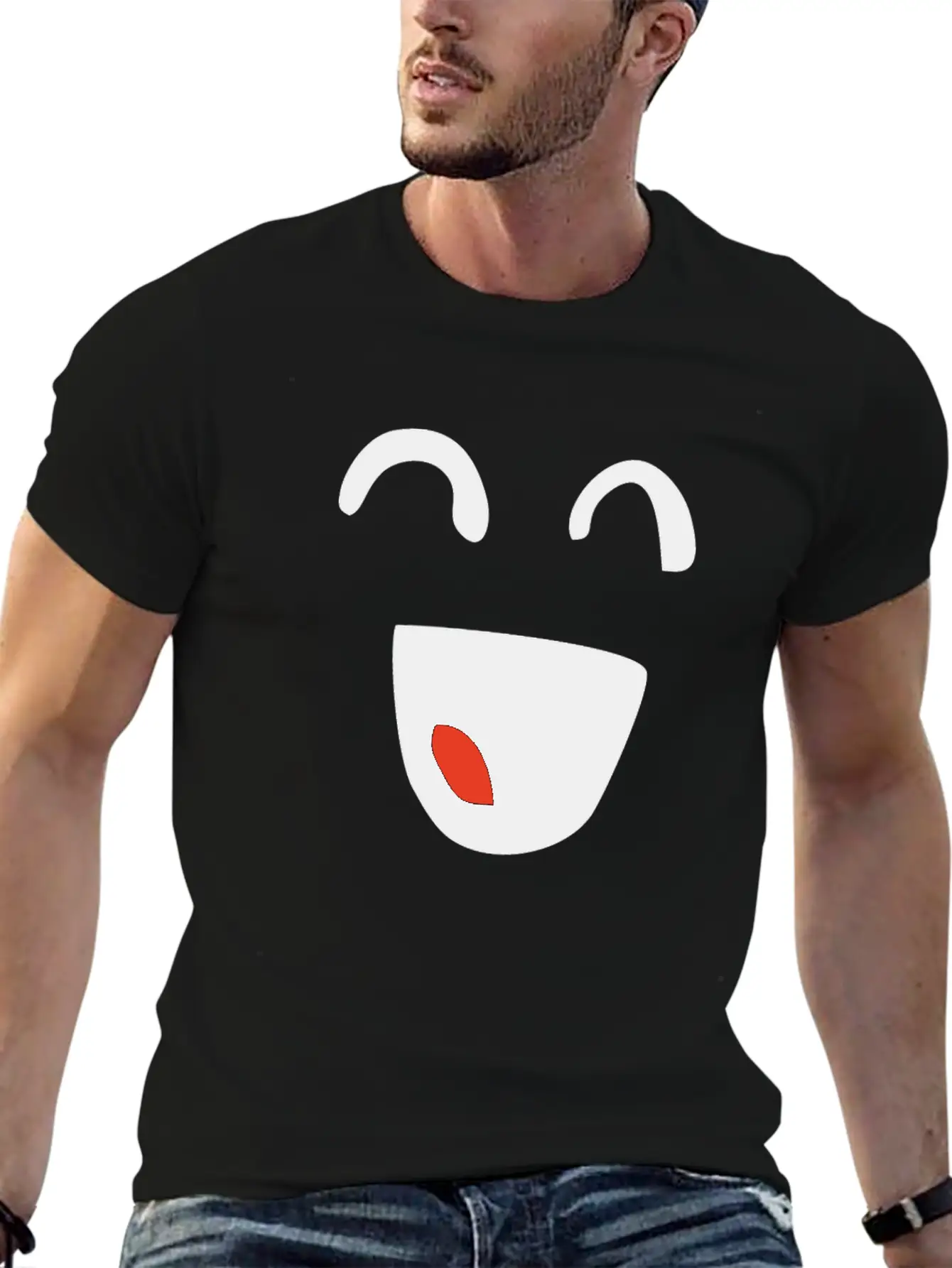 Kawaii Closed Eyes Smile Essential Unisex Summer Tee – Soft Cotton Casual Fit