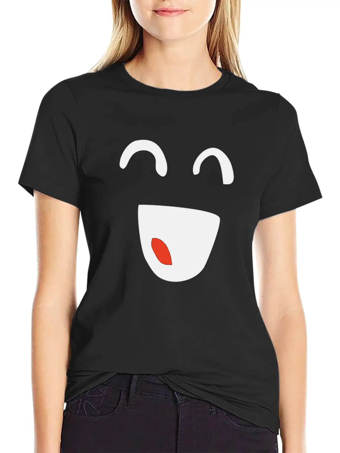 Kawaii Closed Eyes Smile Essential Unisex Summer Tee – Soft Cotton Casual Fit