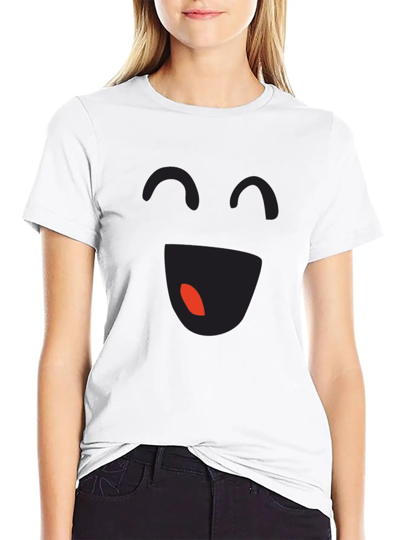 Kawaii Closed Eyes Smile Essential Unisex Summer Tee – Soft Cotton Casual Fit