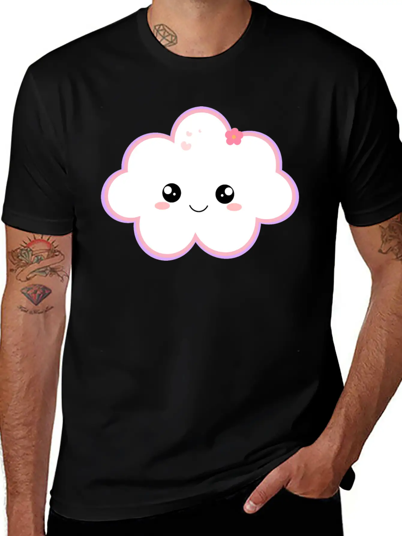 Kawaii Cloud For Cute Cloud Lovers Basic Graphic T-Shirt – Daily Comfort In Soft Cotton