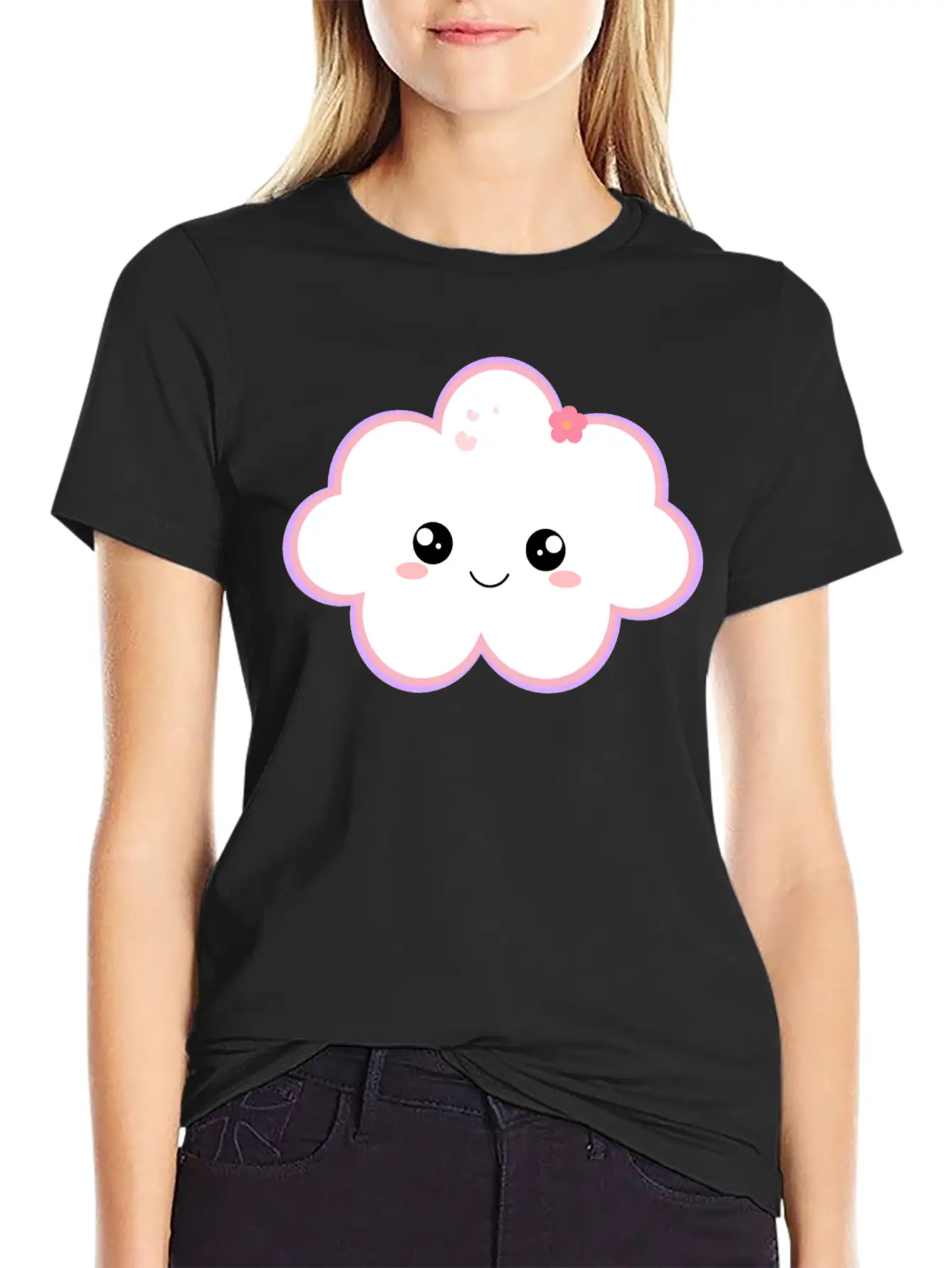 Kawaii Cloud For Cute Cloud Lovers Basic Graphic T-Shirt – Daily Comfort In Soft Cotton