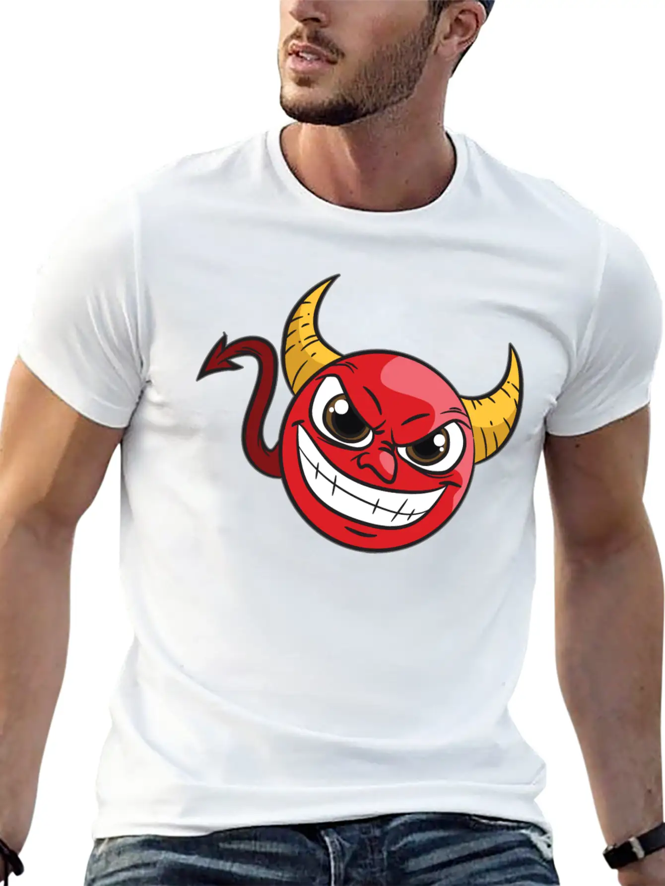 Kawaii Devil Comfortable Minimalist Graphic Tee – Summer Style Essential
