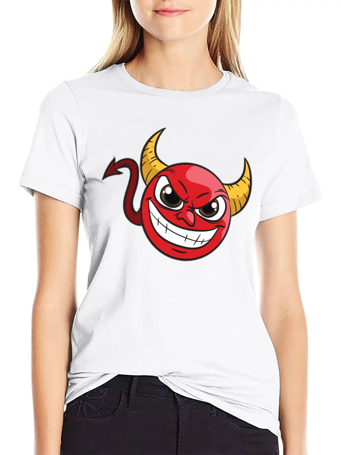 Kawaii Devil Comfortable Minimalist Graphic Tee – Summer Style Essential