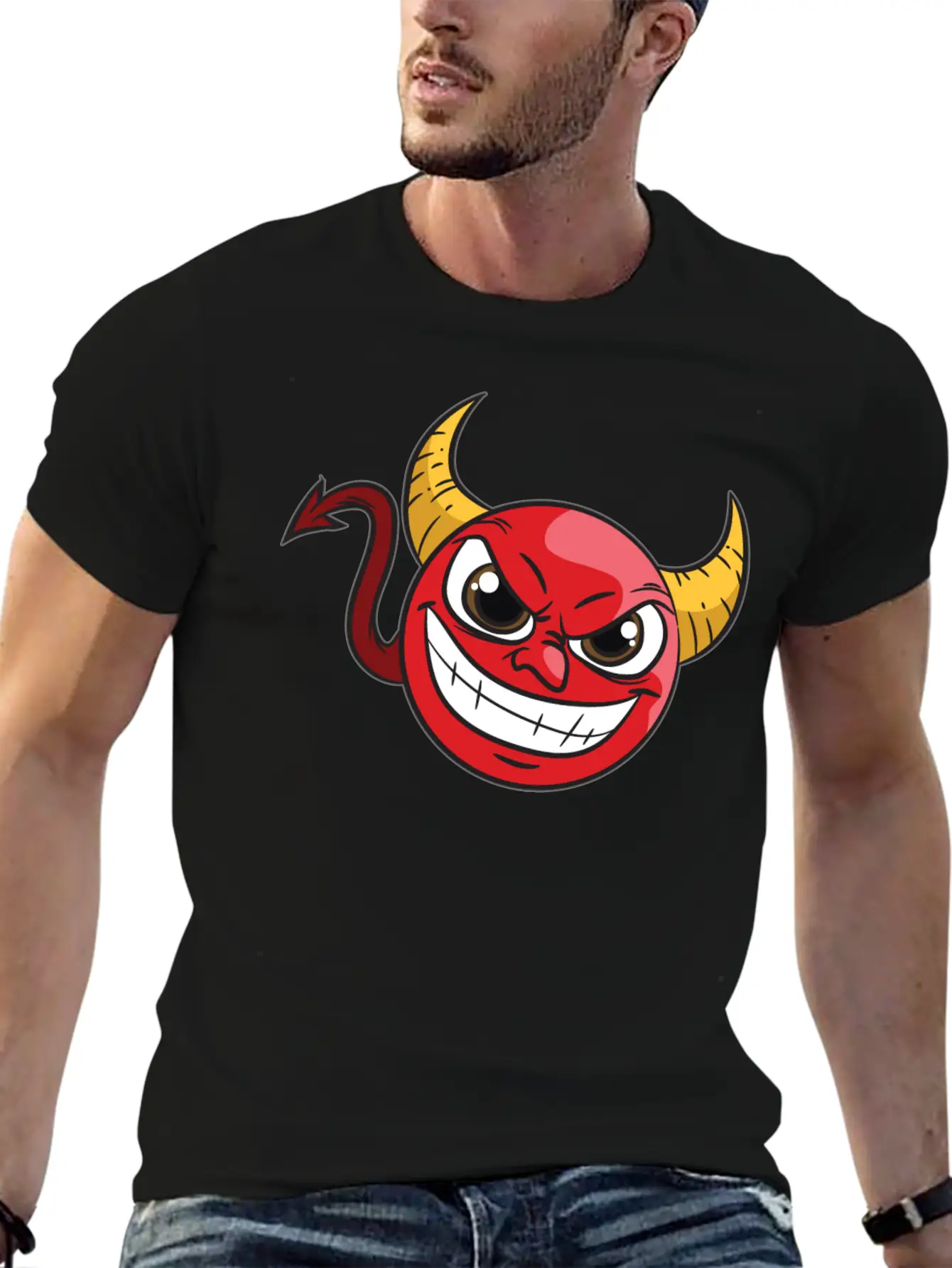 Kawaii Devil Comfortable Minimalist Graphic Tee – Summer Style Essential