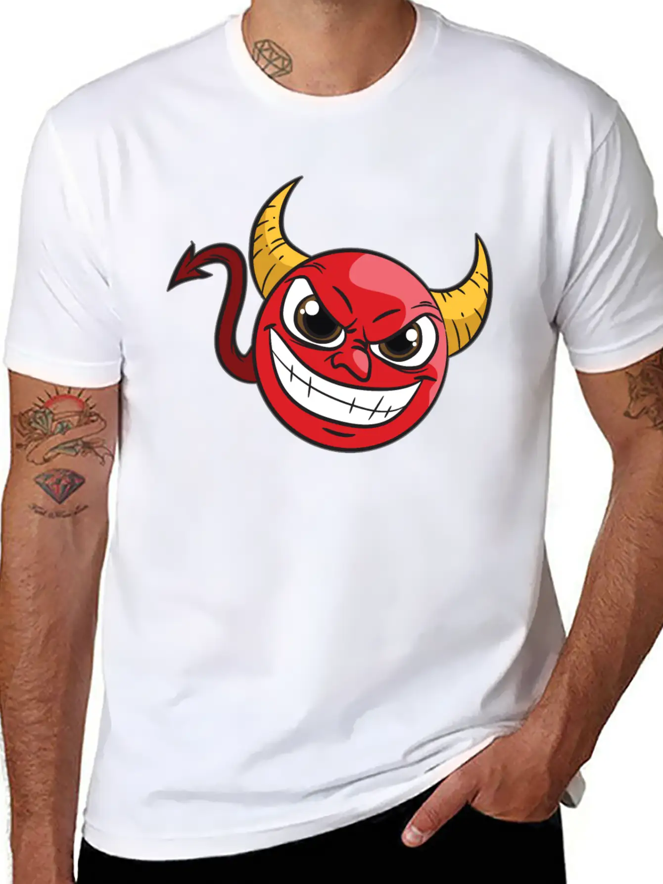 Kawaii Devil Comfortable Minimalist Graphic Tee – Summer Style Essential