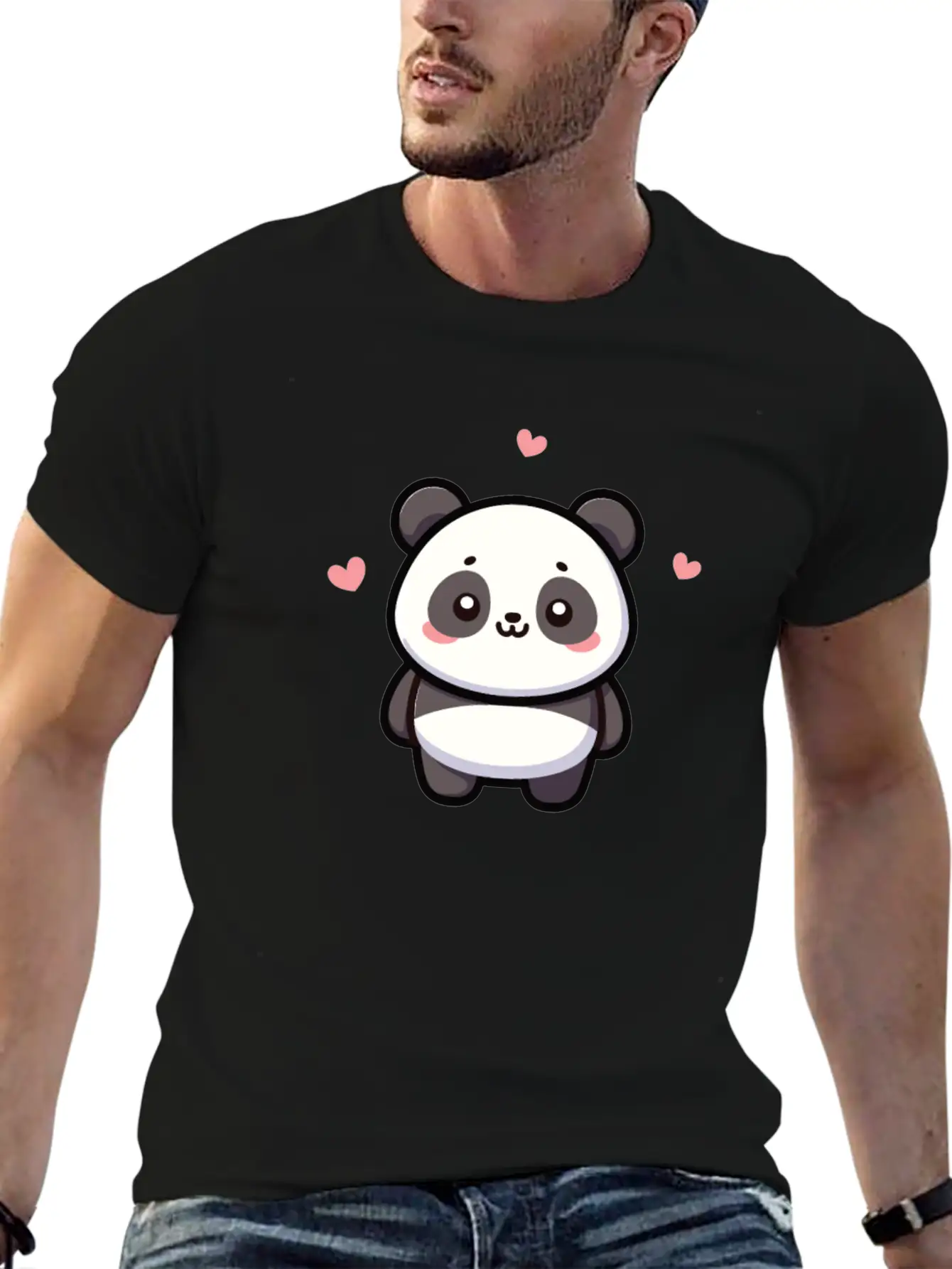 Kawaii Panda Cute Pattern Unisex Short Sleeve Soft Cotton T-Shirt – Casual Everyday Wear