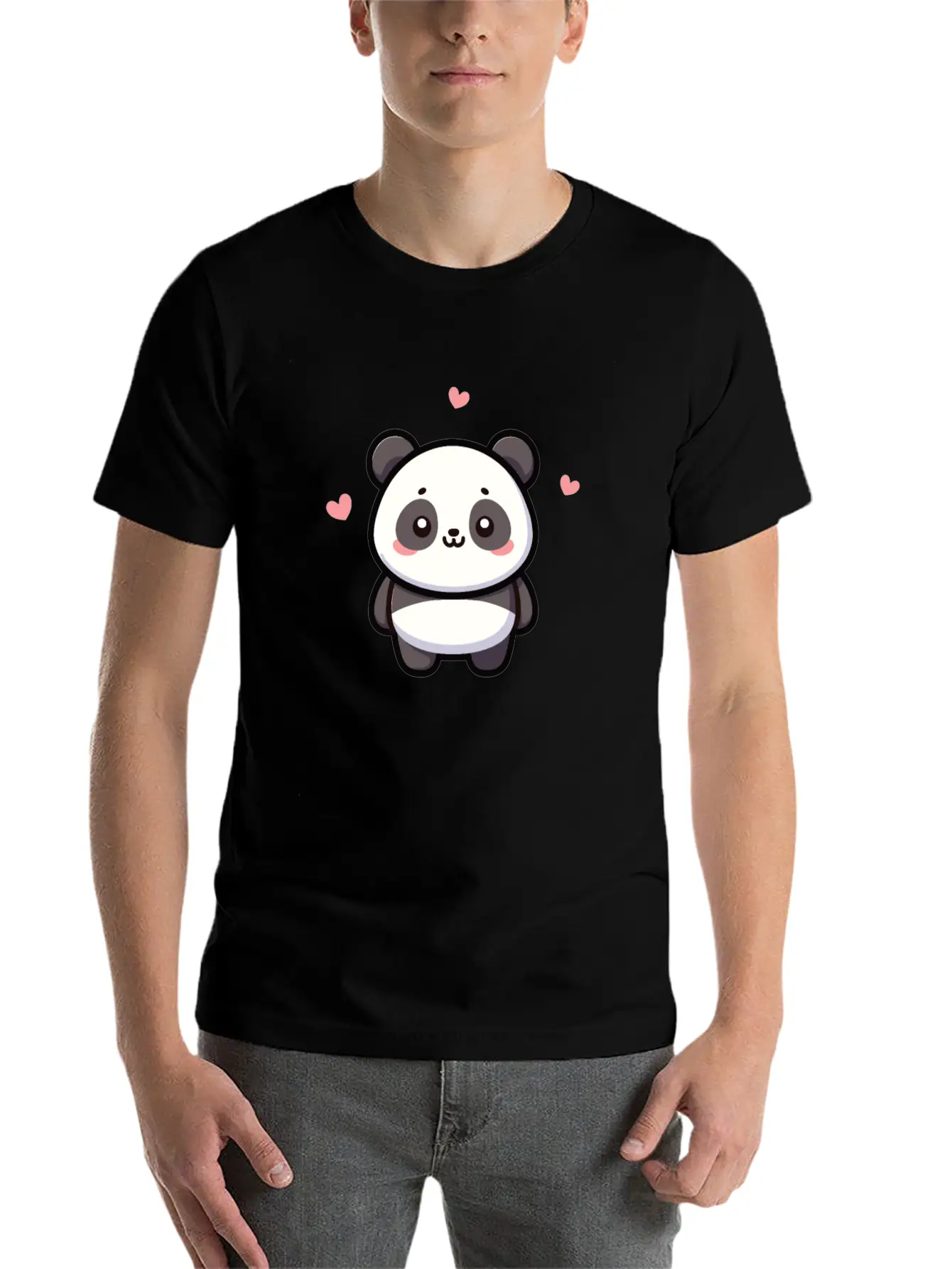 Kawaii Panda Cute Pattern Unisex Short Sleeve Soft Cotton T-Shirt – Casual Everyday Wear