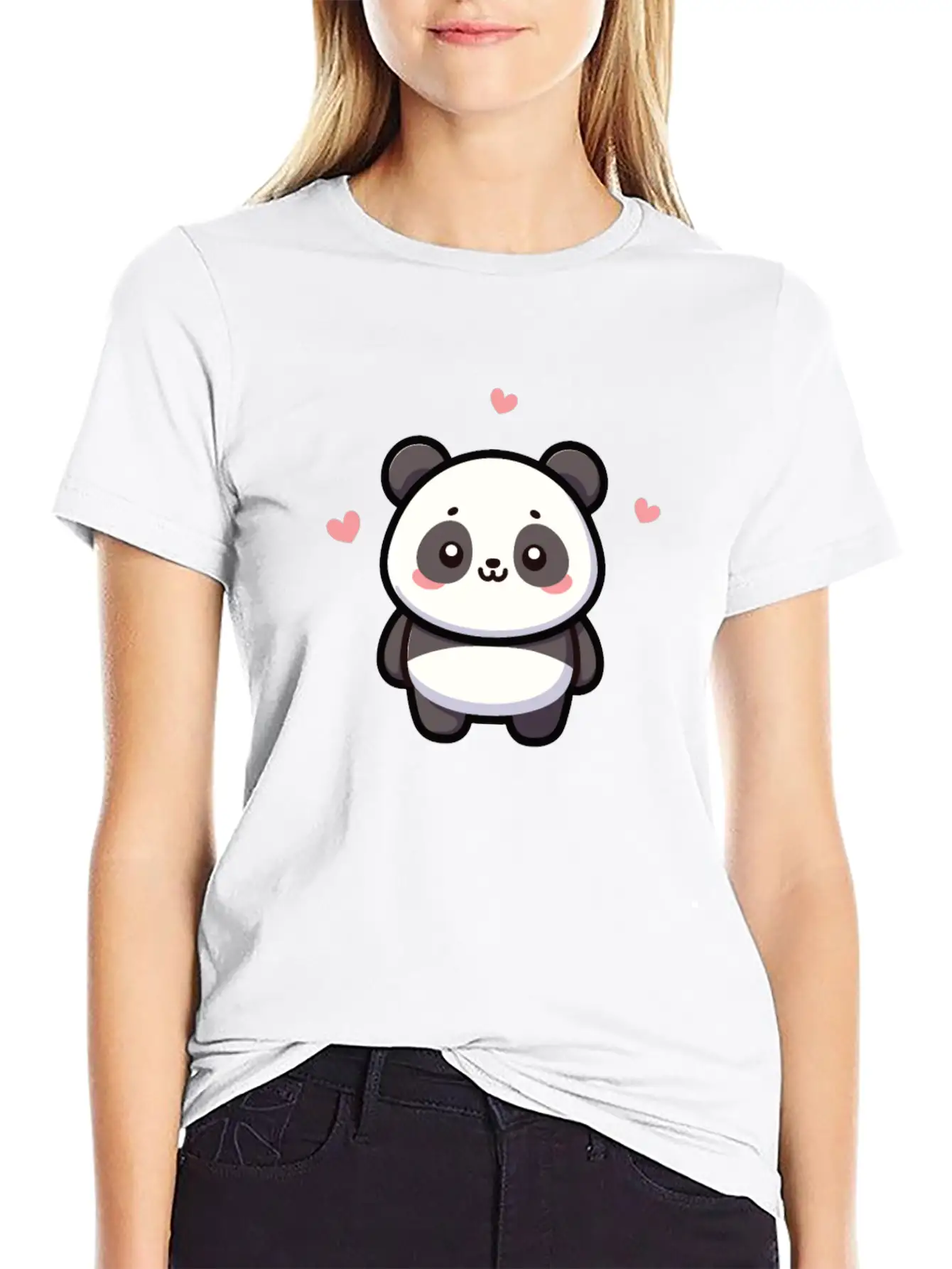 Kawaii Panda Cute Pattern Unisex Short Sleeve Soft Cotton T-Shirt – Casual Everyday Wear