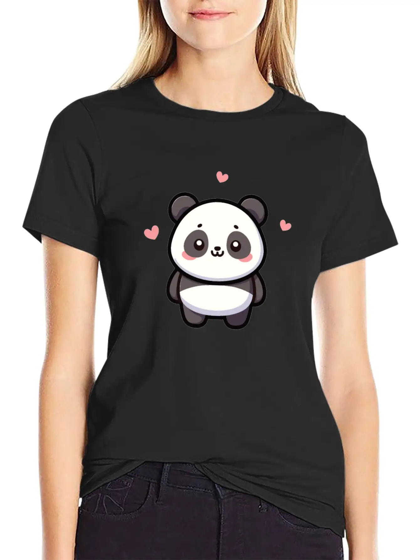 Kawaii Panda Cute Pattern Unisex Short Sleeve Soft Cotton T-Shirt – Casual Everyday Wear