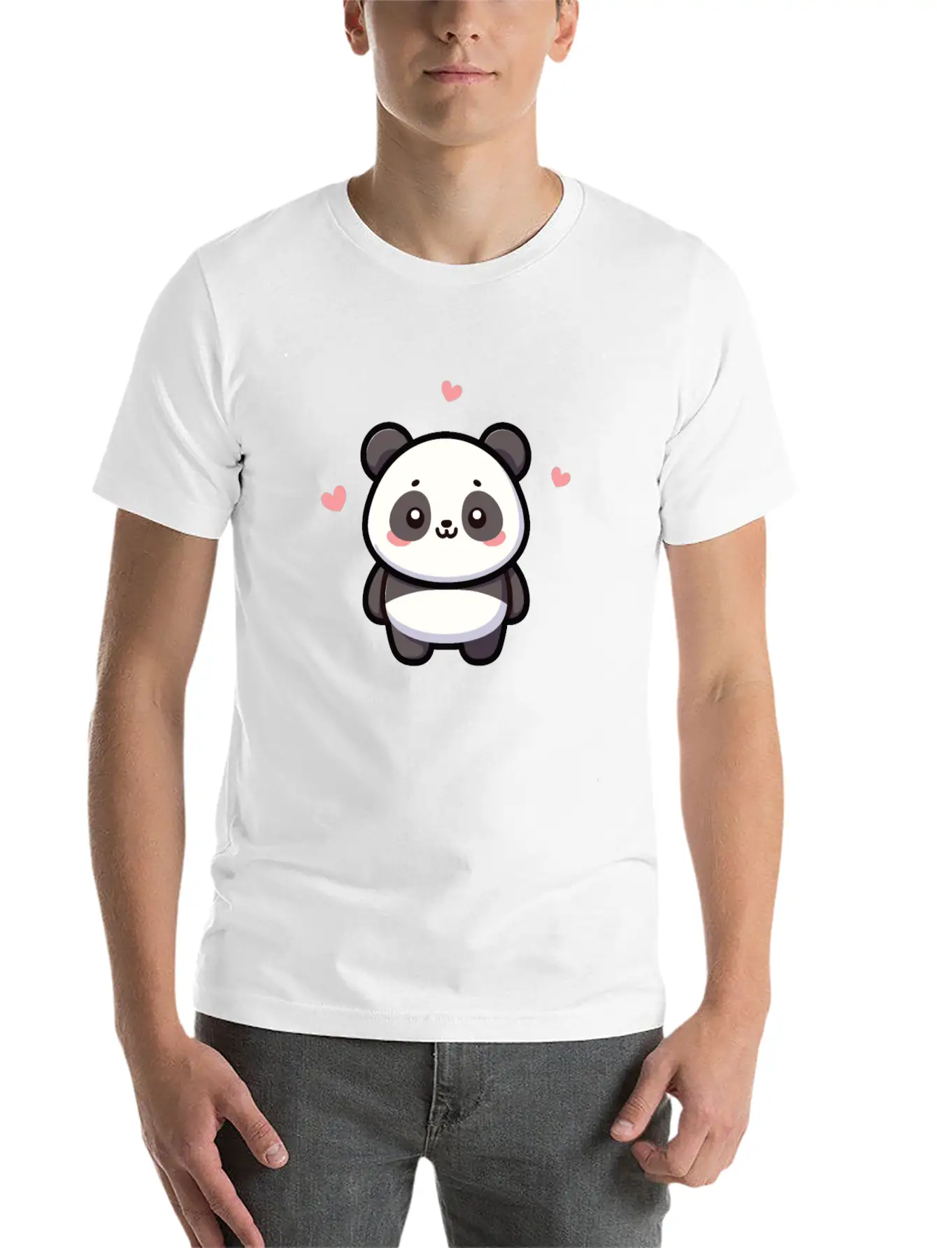 Kawaii Panda Cute Pattern Unisex Short Sleeve Soft Cotton T-Shirt – Casual Everyday Wear