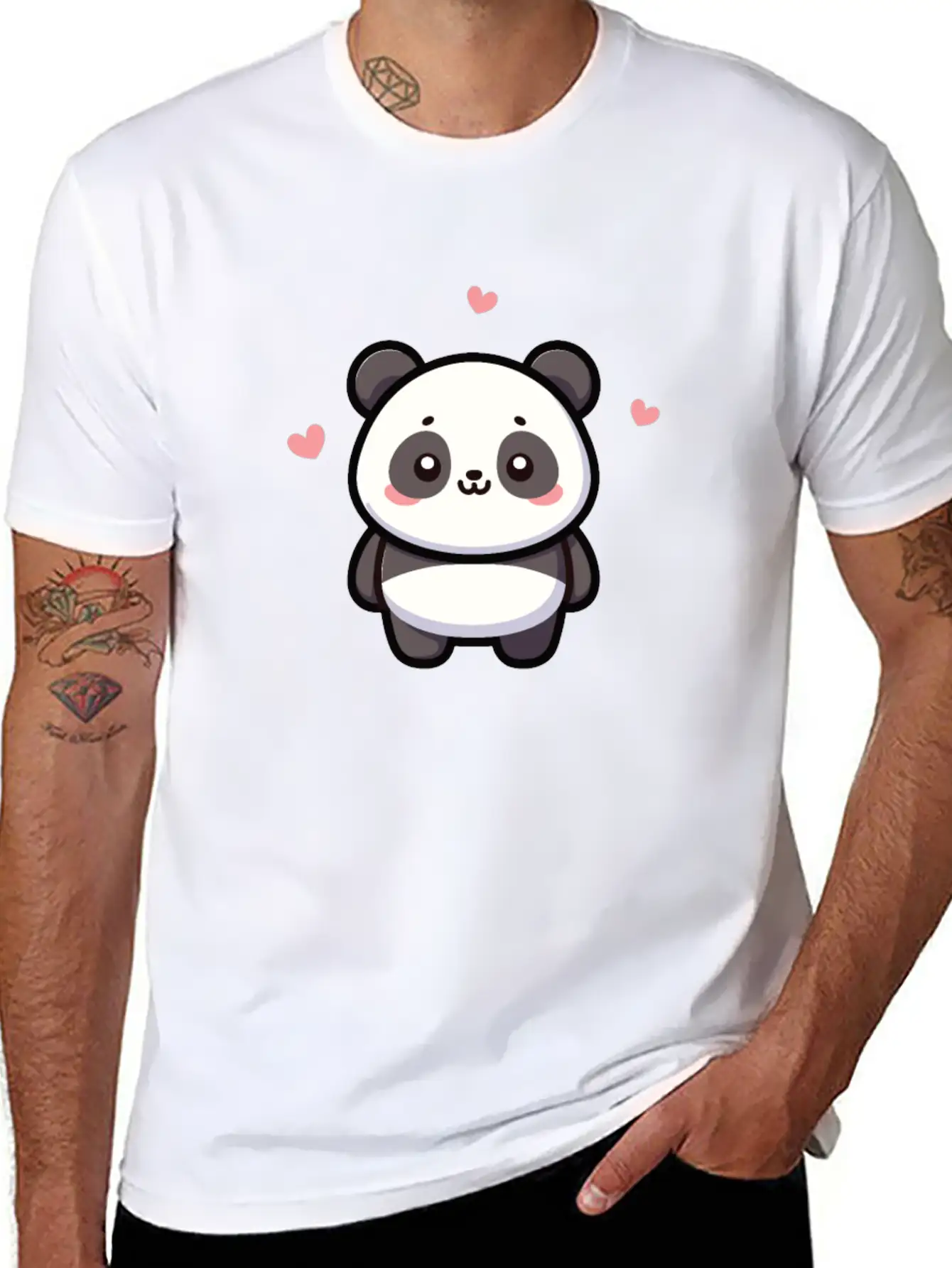 Kawaii Panda Cute Pattern Unisex Short Sleeve Soft Cotton T-Shirt – Casual Everyday Wear