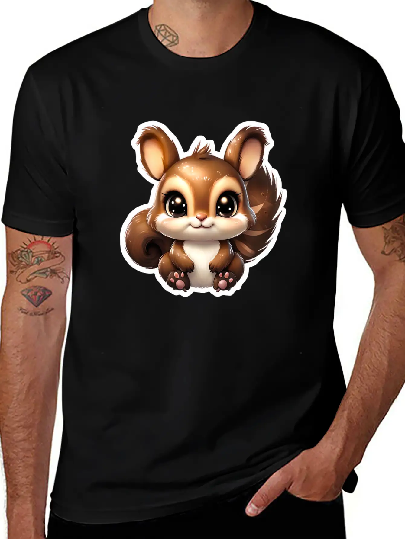 Kawaii Squirrel Comfortable Minimalist Graphic Tee – Summer Style Essential