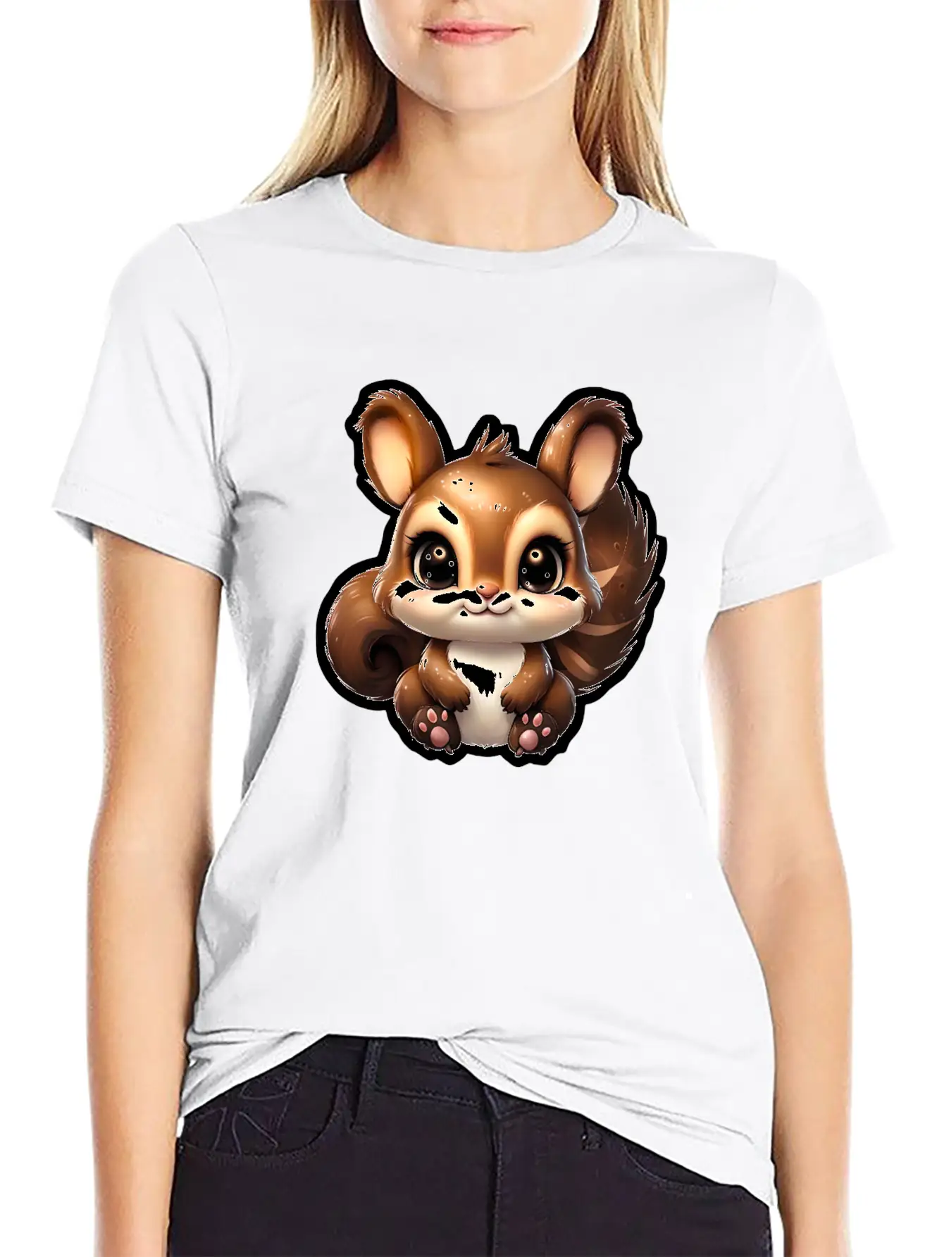 Kawaii Squirrel Comfortable Minimalist Graphic Tee – Summer Style Essential