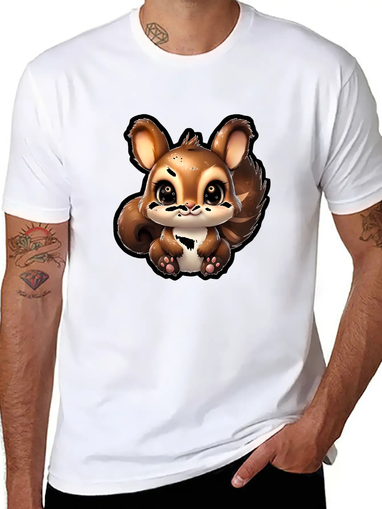 Kawaii Squirrel Comfortable Minimalist Graphic Tee – Summer Style Essential