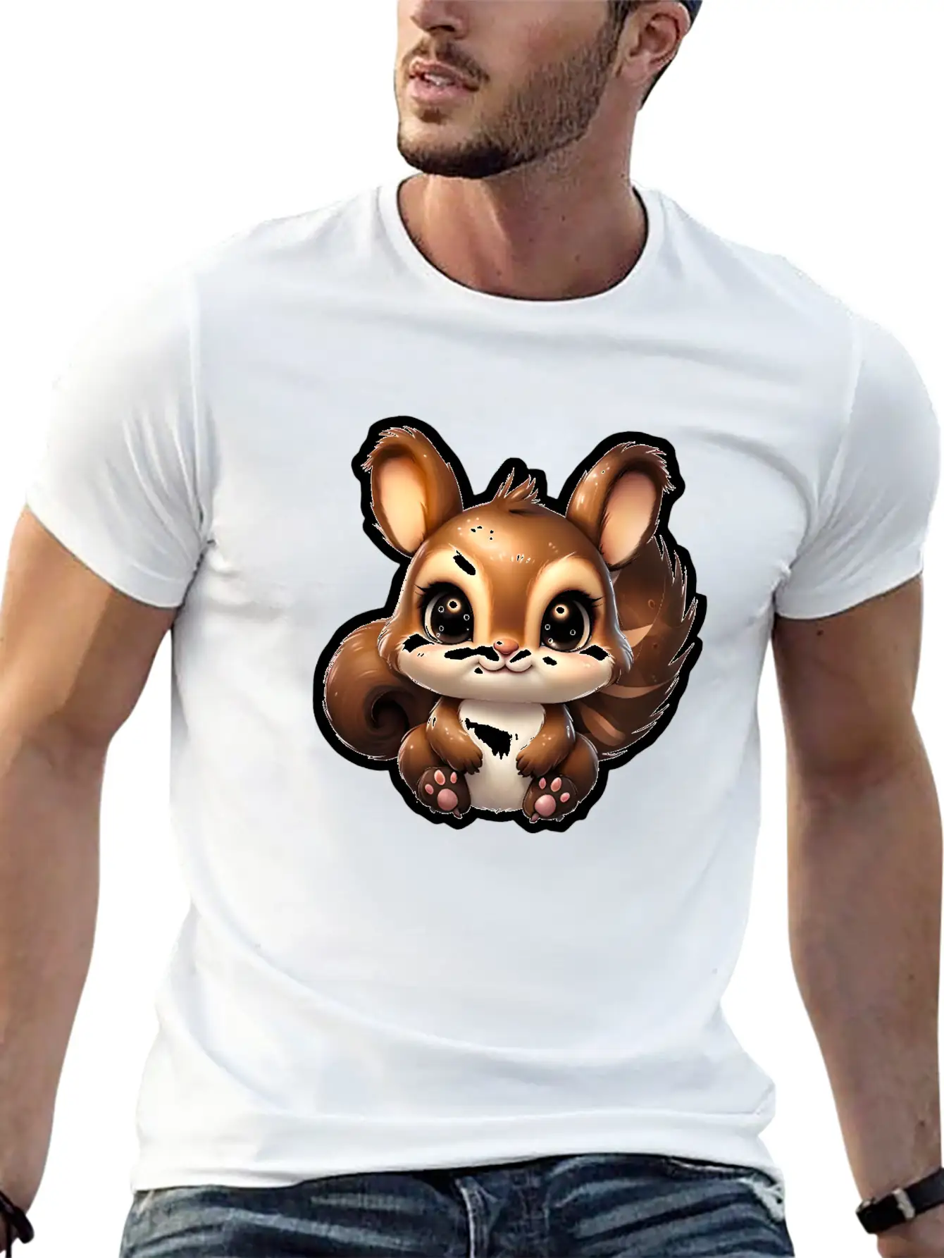 Kawaii Squirrel Comfortable Minimalist Graphic Tee – Summer Style Essential